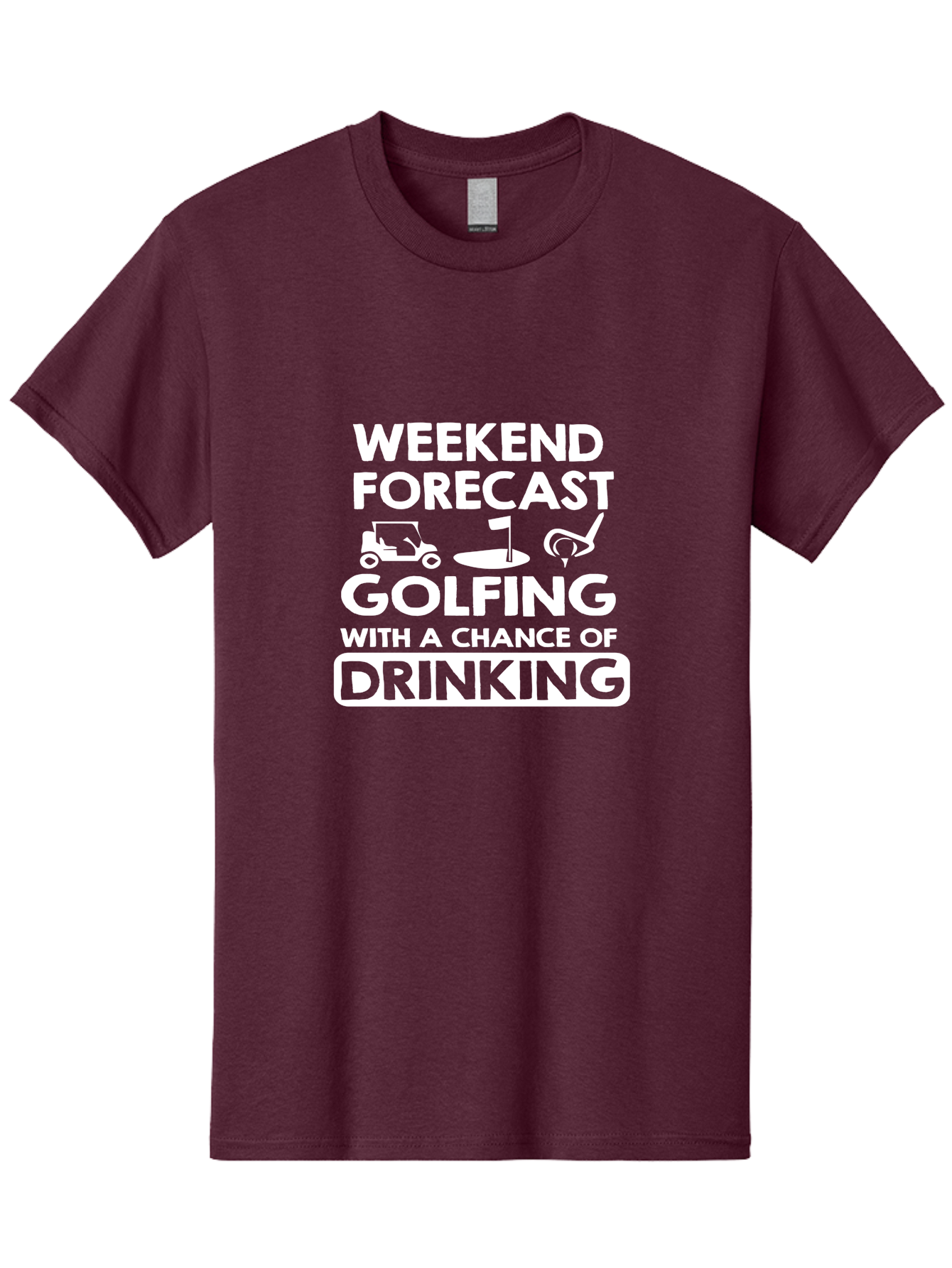 Weekend Forcast Golfing Men'S Graphic Tee, 100% Cotton, Comfortable Casual Summer Wear, Machine Washable, Golfing, Drinking, Weekend Plans, Golf Cart, Golf Flag, Golf Club, Humorous Quote, Funny Saying, Golf Humor, Weekend Forecast Aae830 15