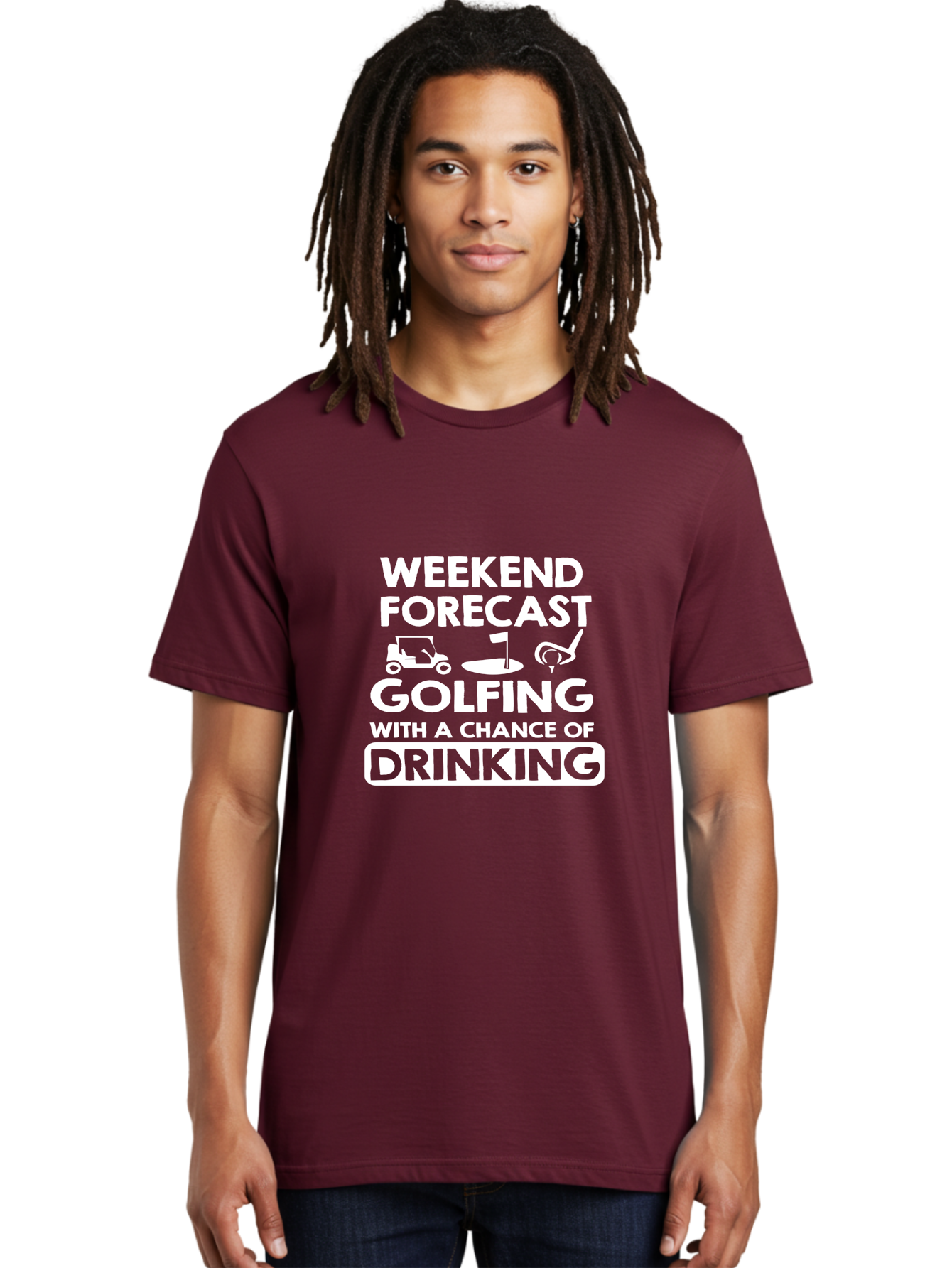 Weekend Forcast Golfing Men'S Graphic Tee, 100% Cotton, Comfortable Casual Summer Wear, Machine Washable, Golfing, Drinking, Weekend Plans, Golf Cart, Golf Flag, Golf Club, Humorous Quote, Funny Saying, Golf Humor, Weekend Forecast Aae830 16