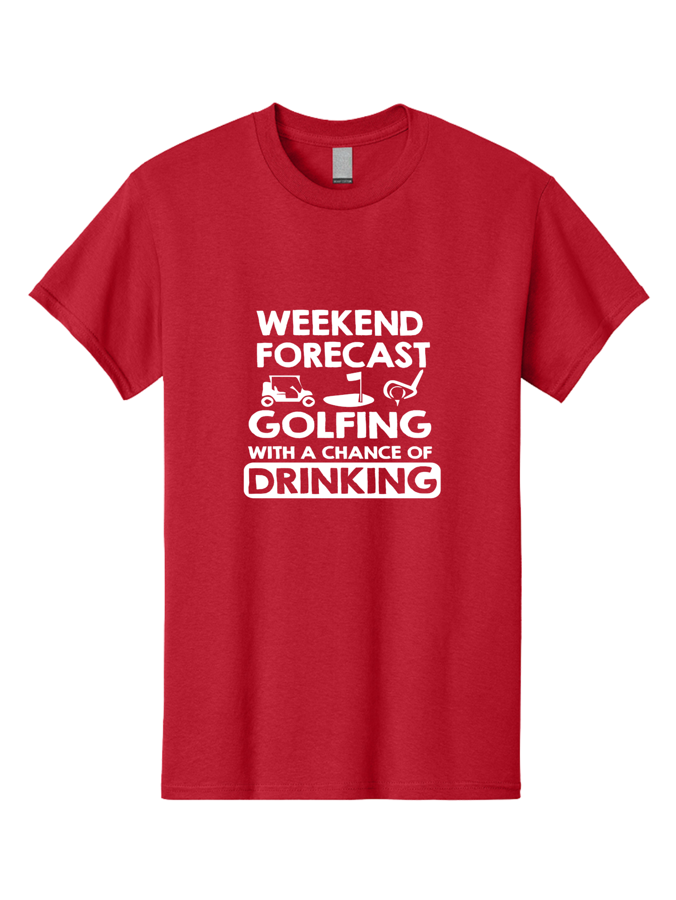 Weekend Forcast Golfing Men'S Graphic Tee, 100% Cotton, Comfortable Casual Summer Wear, Machine Washable, Golfing, Drinking, Weekend Plans, Golf Cart, Golf Flag, Golf Club, Humorous Quote, Funny Saying, Golf Humor, Weekend Forecast Aae830 3