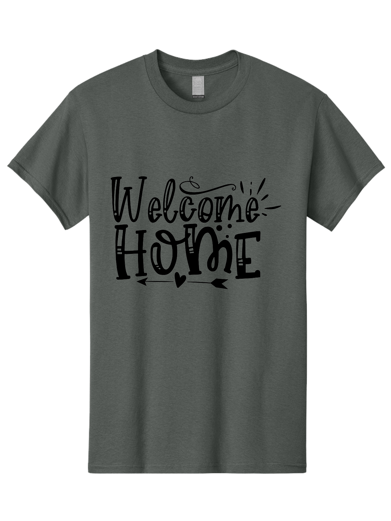 Welcome Home Men'S Graphic Tee, 100% Cotton, Comfortable Casual Summer Wear, Machine Washable, Welcome Home Sign, Home Decor, Home Sweet Home, Warm Welcome, Home Signage, Decorative Text, Arrow Design, Heart Symbol, Typography Art, Aae831 25