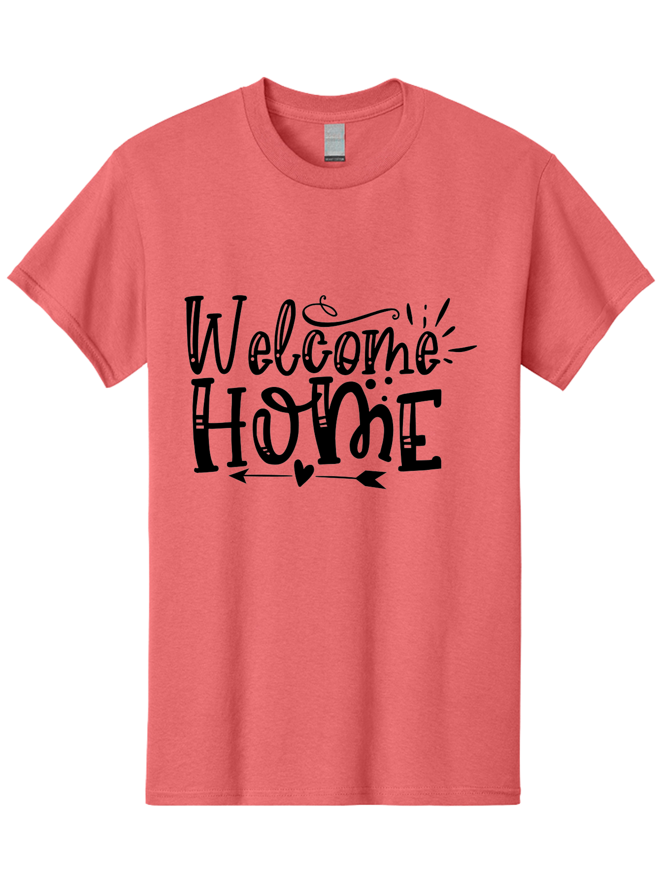 Welcome Home Men'S Graphic Tee, 100% Cotton, Comfortable Casual Summer Wear, Machine Washable, Welcome Home Sign, Home Decor, Home Sweet Home, Warm Welcome, Home Signage, Decorative Text, Arrow Design, Heart Symbol, Typography Art, Aae831 19