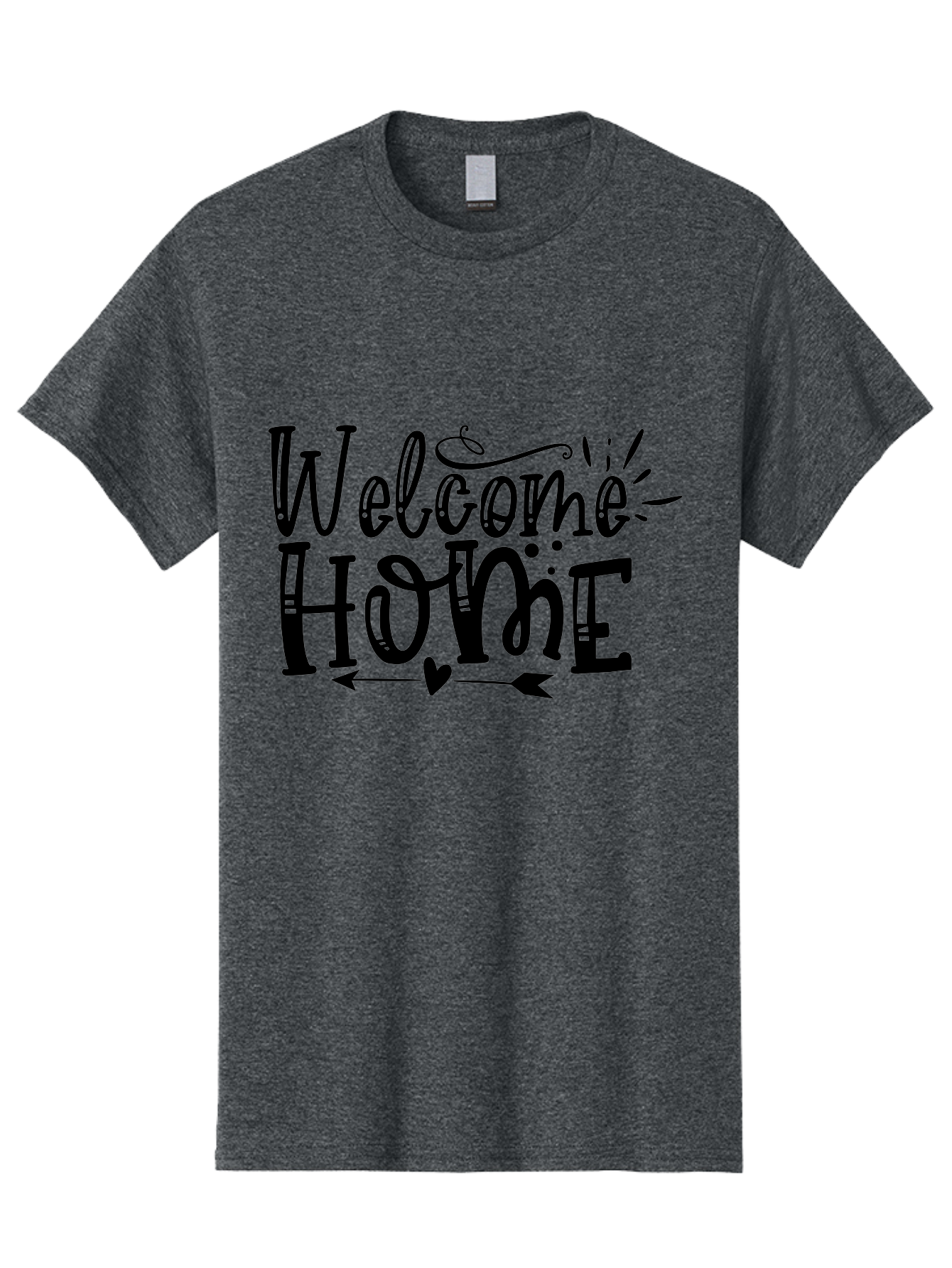 Welcome Home Men'S Graphic Tee, 100% Cotton, Comfortable Casual Summer Wear, Machine Washable, Welcome Home Sign, Home Decor, Home Sweet Home, Warm Welcome, Home Signage, Decorative Text, Arrow Design, Heart Symbol, Typography Art, Aae831 5