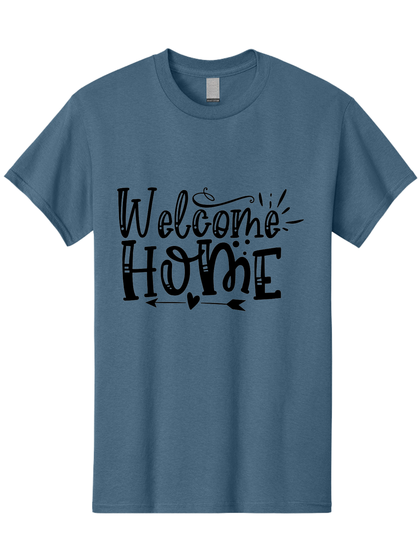 Welcome Home Men'S Graphic Tee, 100% Cotton, Comfortable Casual Summer Wear, Machine Washable, Welcome Home Sign, Home Decor, Home Sweet Home, Warm Welcome, Home Signage, Decorative Text, Arrow Design, Heart Symbol, Typography Art, Aae831 29