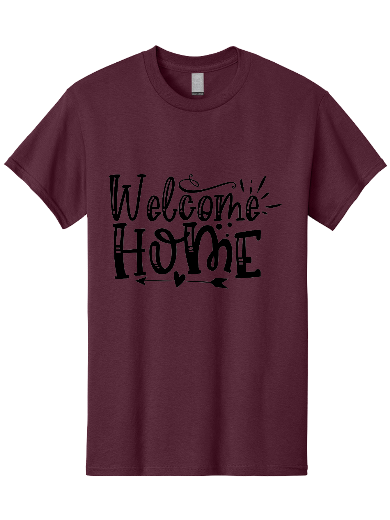 Welcome Home Men'S Graphic Tee, 100% Cotton, Comfortable Casual Summer Wear, Machine Washable, Welcome Home Sign, Home Decor, Home Sweet Home, Warm Welcome, Home Signage, Decorative Text, Arrow Design, Heart Symbol, Typography Art, Aae831 13