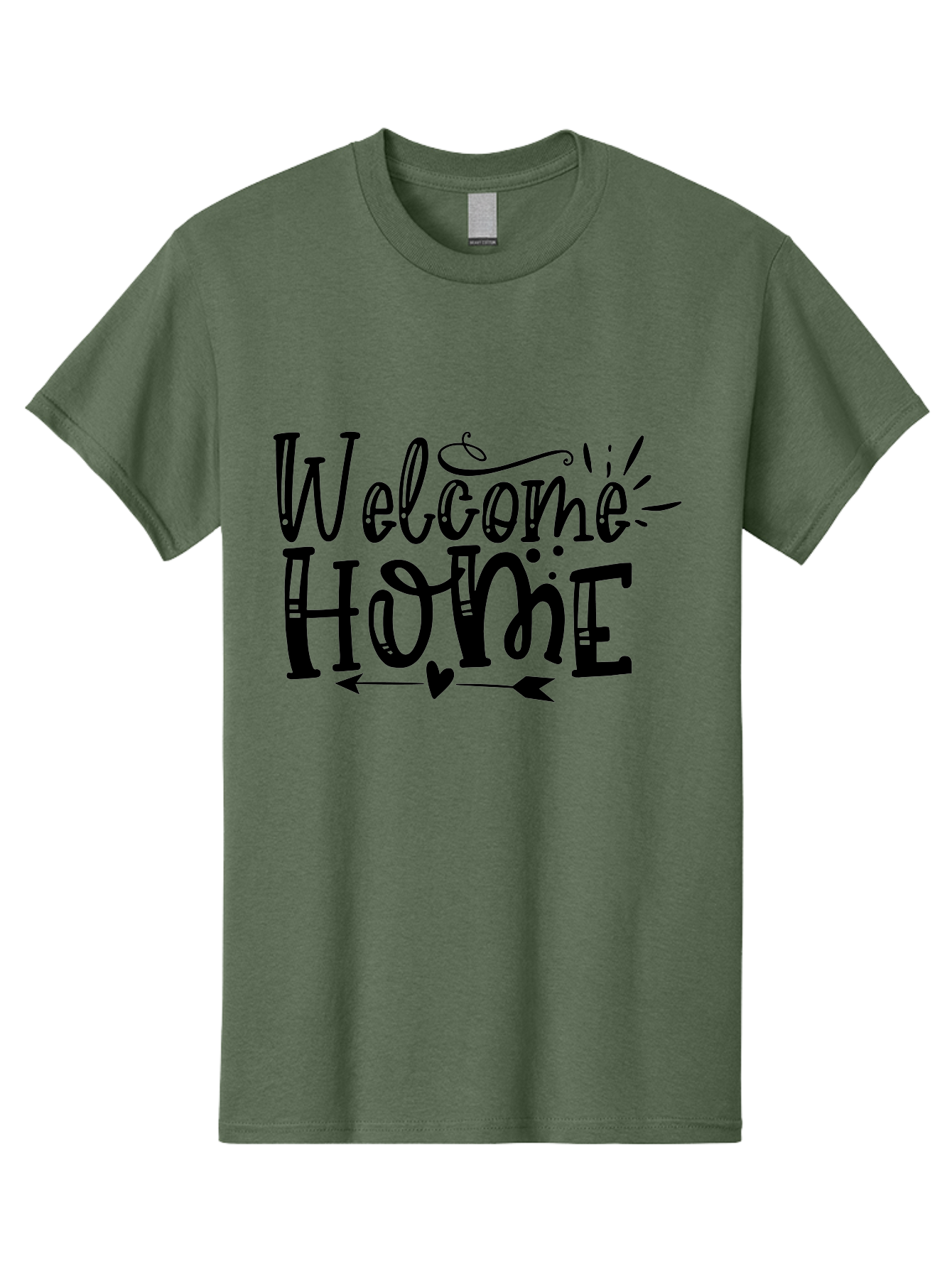 Welcome Home Men'S Graphic Tee, 100% Cotton, Comfortable Casual Summer Wear, Machine Washable, Welcome Home Sign, Home Decor, Home Sweet Home, Warm Welcome, Home Signage, Decorative Text, Arrow Design, Heart Symbol, Typography Art, Aae831 21