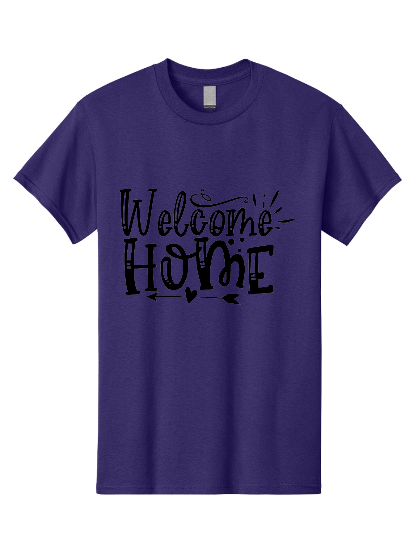 Welcome Home Men'S Graphic Tee, 100% Cotton, Comfortable Casual Summer Wear, Machine Washable, Welcome Home Sign, Home Decor, Home Sweet Home, Warm Welcome, Home Signage, Decorative Text, Arrow Design, Heart Symbol, Typography Art, Aae831 7