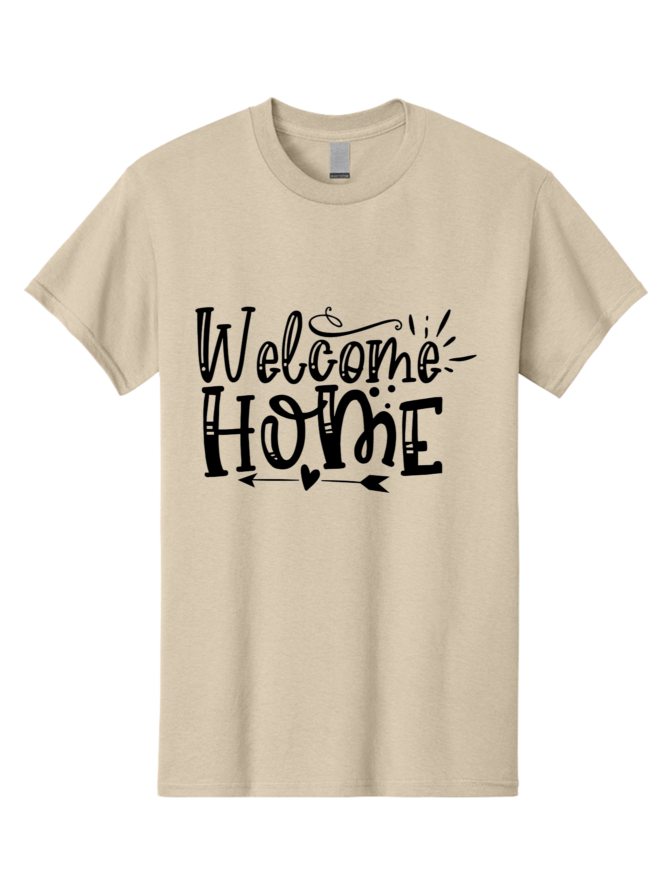 Welcome Home Men'S Graphic Tee, 100% Cotton, Comfortable Casual Summer Wear, Machine Washable, Welcome Home Sign, Home Decor, Home Sweet Home, Warm Welcome, Home Signage, Decorative Text, Arrow Design, Heart Symbol, Typography Art, Aae831 3