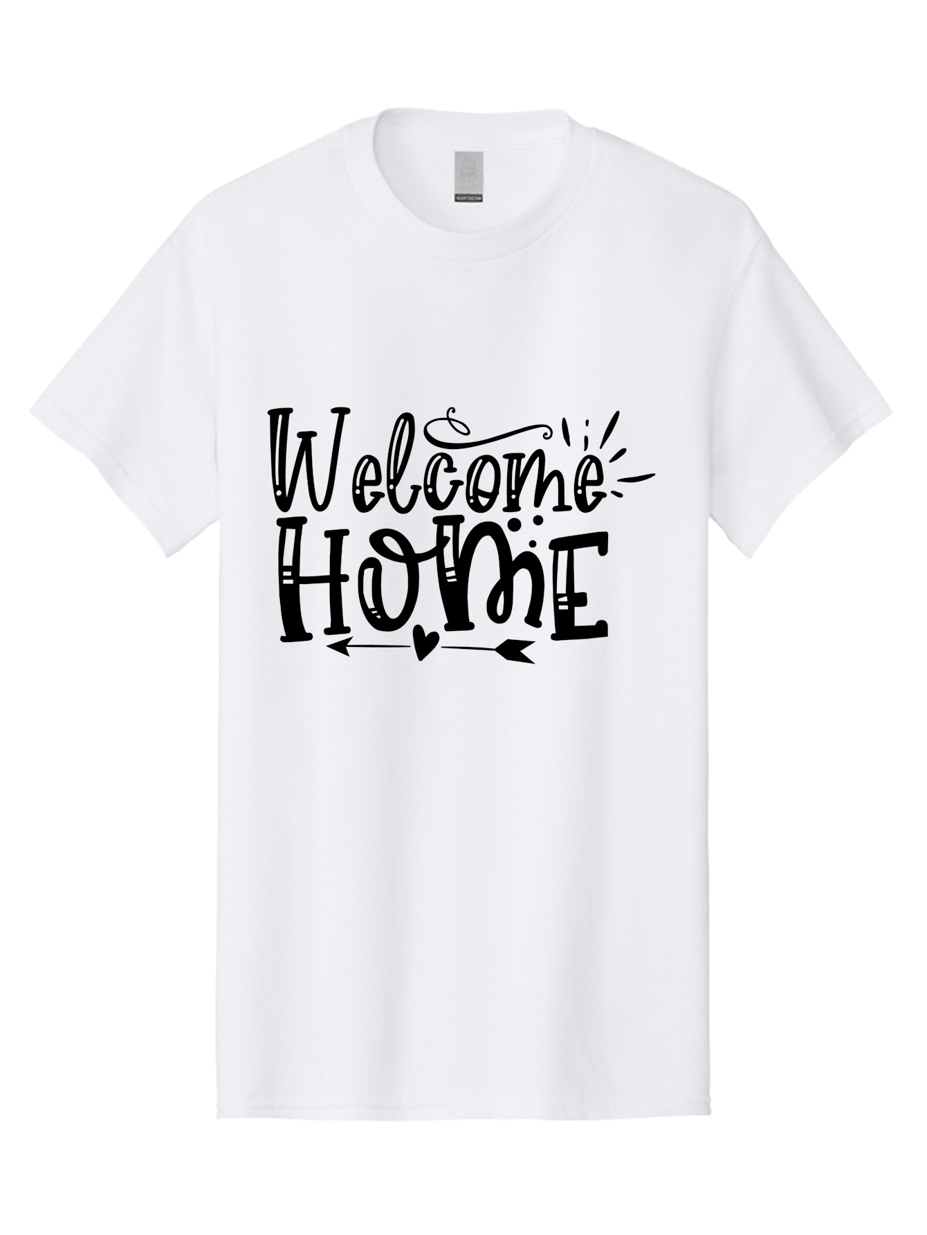 Welcome Home Men'S Graphic Tee, 100% Cotton, Comfortable Casual Summer Wear, Machine Washable, Welcome Home Sign, Home Decor, Home Sweet Home, Warm Welcome, Home Signage, Decorative Text, Arrow Design, Heart Symbol, Typography Art, Aae831 23