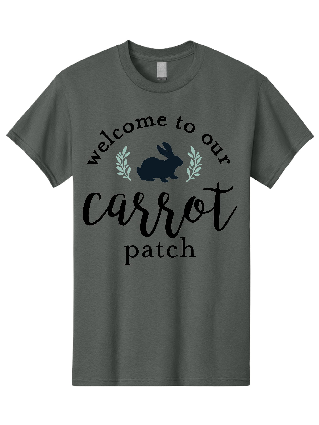 Welcome To Our Carrot Patch Men'S Graphic Tee, 100% Cotton, Comfortable Casual Summer Wear, Machine Washable, Bunny Silhouette, Welcome Sign, Carrot Patch, Leafy Greens, Spring Theme, Easter Decor, Rabbit Graphics, Garden Welcome Aae832 29