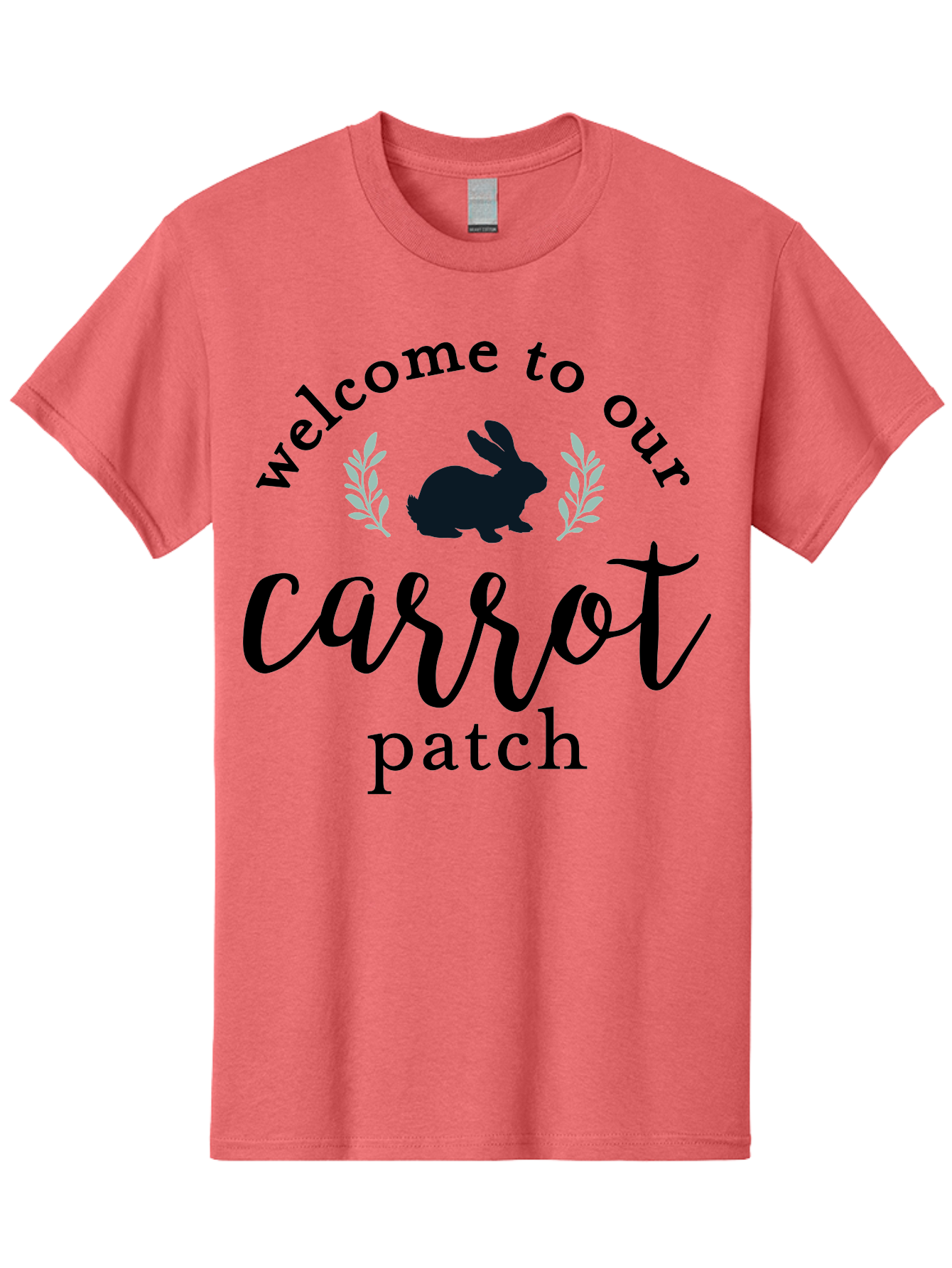 Welcome To Our Carrot Patch Men'S Graphic Tee, 100% Cotton, Comfortable Casual Summer Wear, Machine Washable, Bunny Silhouette, Welcome Sign, Carrot Patch, Leafy Greens, Spring Theme, Easter Decor, Rabbit Graphics, Garden Welcome Aae832 23