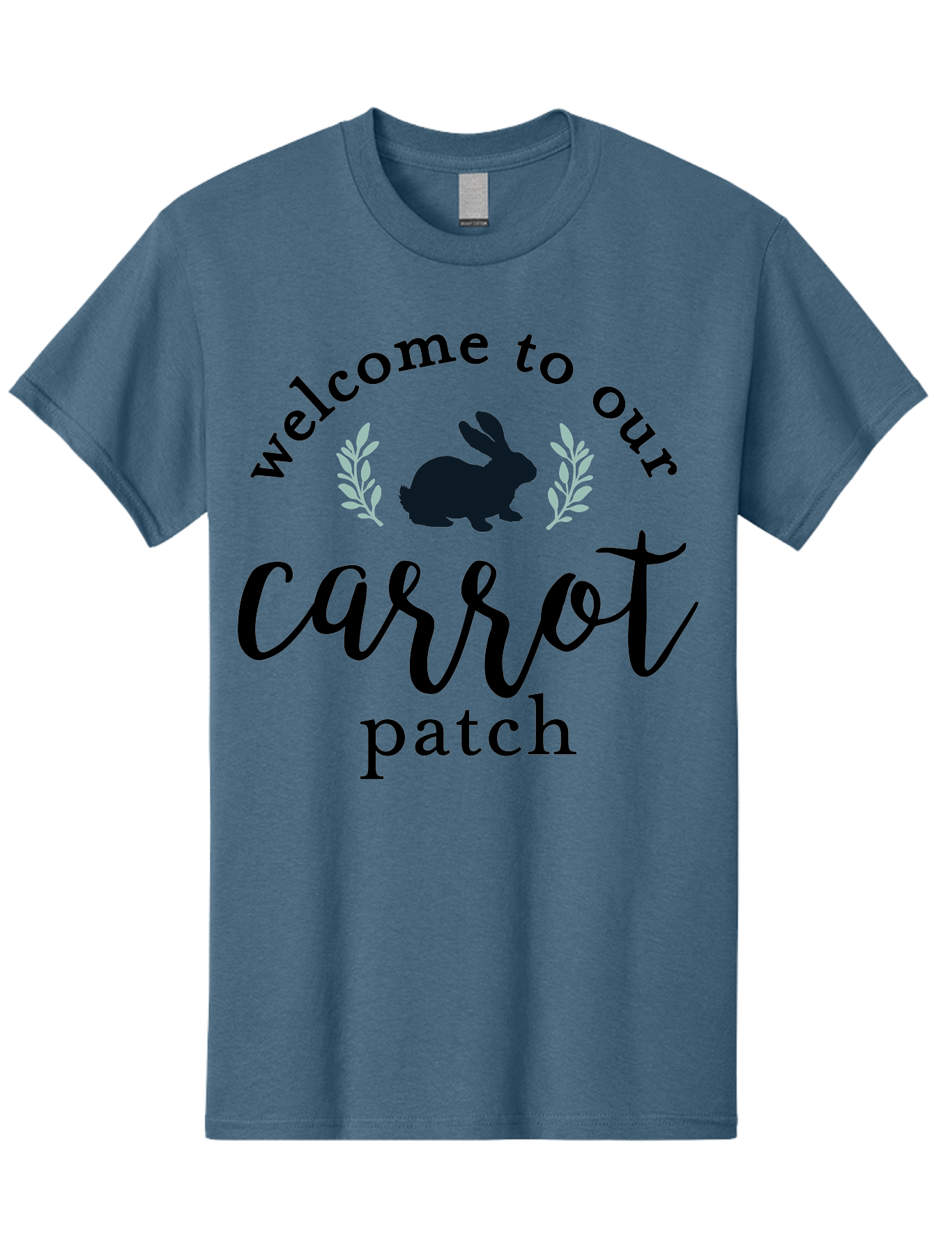 Welcome To Our Carrot Patch Men'S Graphic Tee, 100% Cotton, Comfortable Casual Summer Wear, Machine Washable, Bunny Silhouette, Welcome Sign, Carrot Patch, Leafy Greens, Spring Theme, Easter Decor, Rabbit Graphics, Garden Welcome Aae832 19