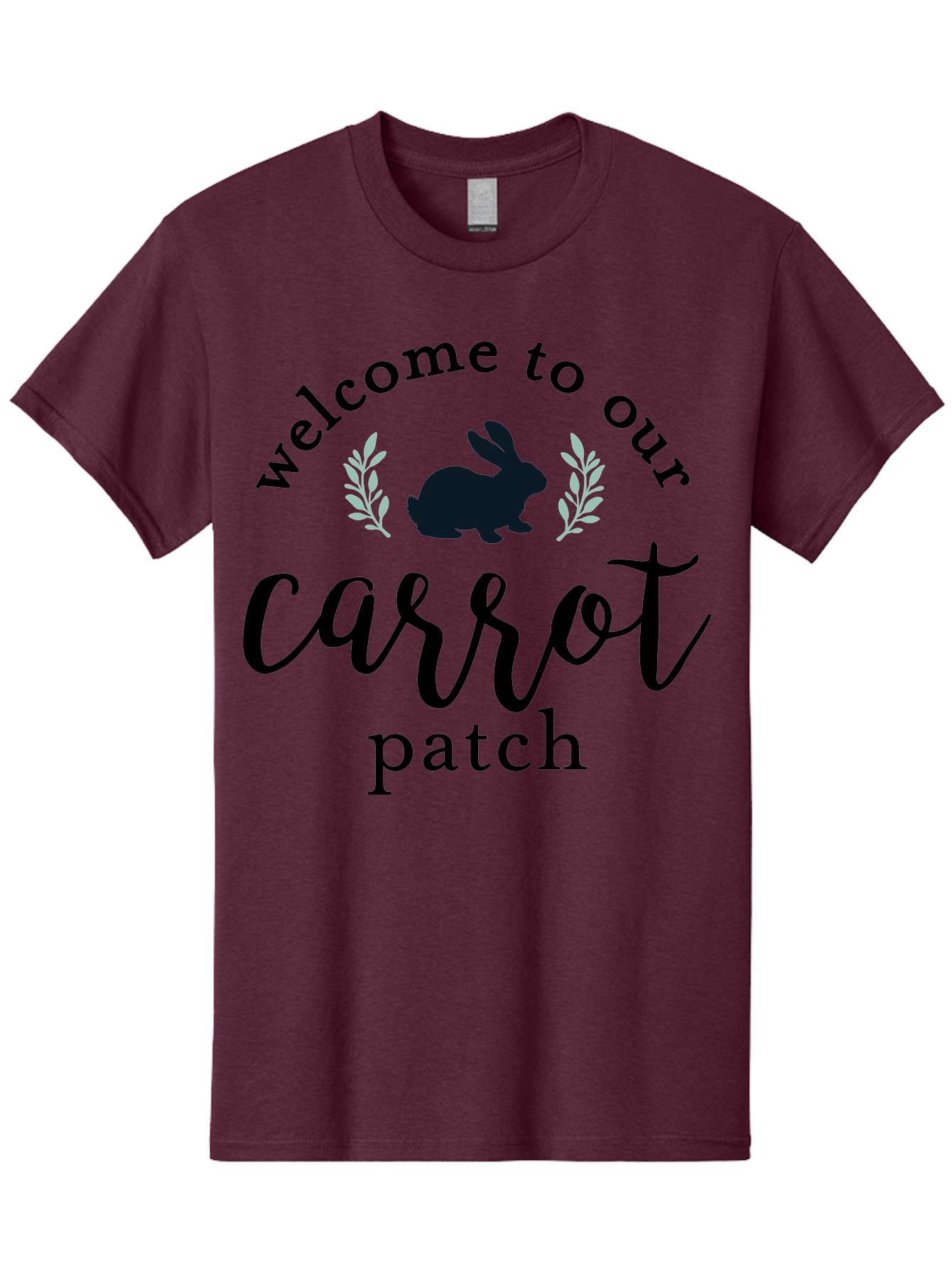 Welcome To Our Carrot Patch Men'S Graphic Tee, 100% Cotton, Comfortable Casual Summer Wear, Machine Washable, Bunny Silhouette, Welcome Sign, Carrot Patch, Leafy Greens, Spring Theme, Easter Decor, Rabbit Graphics, Garden Welcome Aae832 25