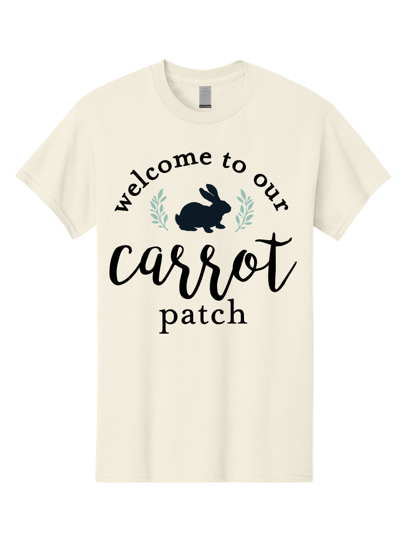Welcome To Our Carrot Patch Men'S Graphic Tee, 100% Cotton, Comfortable Casual Summer Wear, Machine Washable, Bunny Silhouette, Welcome Sign, Carrot Patch, Leafy Greens, Spring Theme, Easter Decor, Rabbit Graphics, Garden Welcome Aae832 21