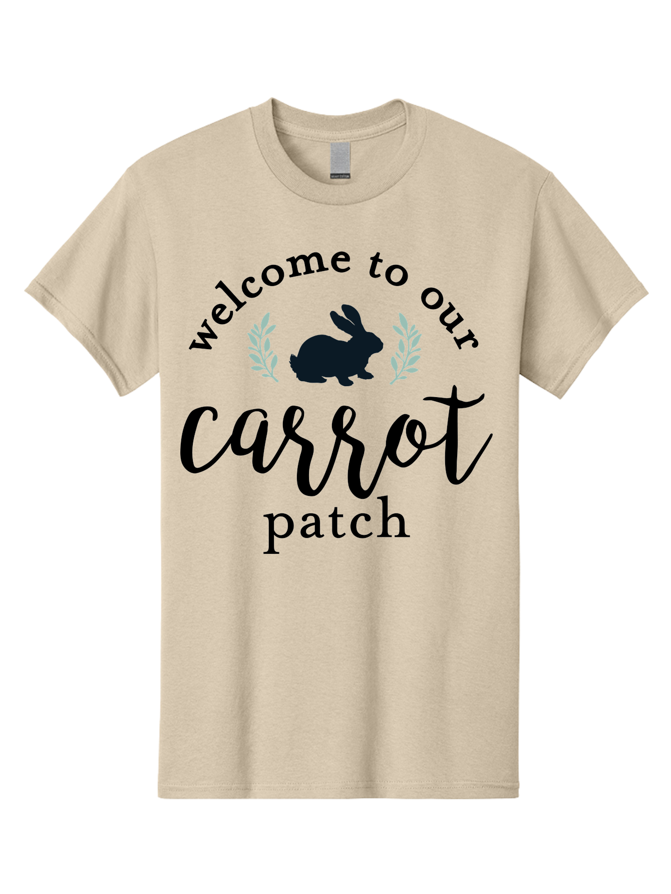 Welcome To Our Carrot Patch Men'S Graphic Tee, 100% Cotton, Comfortable Casual Summer Wear, Machine Washable, Bunny Silhouette, Welcome Sign, Carrot Patch, Leafy Greens, Spring Theme, Easter Decor, Rabbit Graphics, Garden Welcome Aae832 15