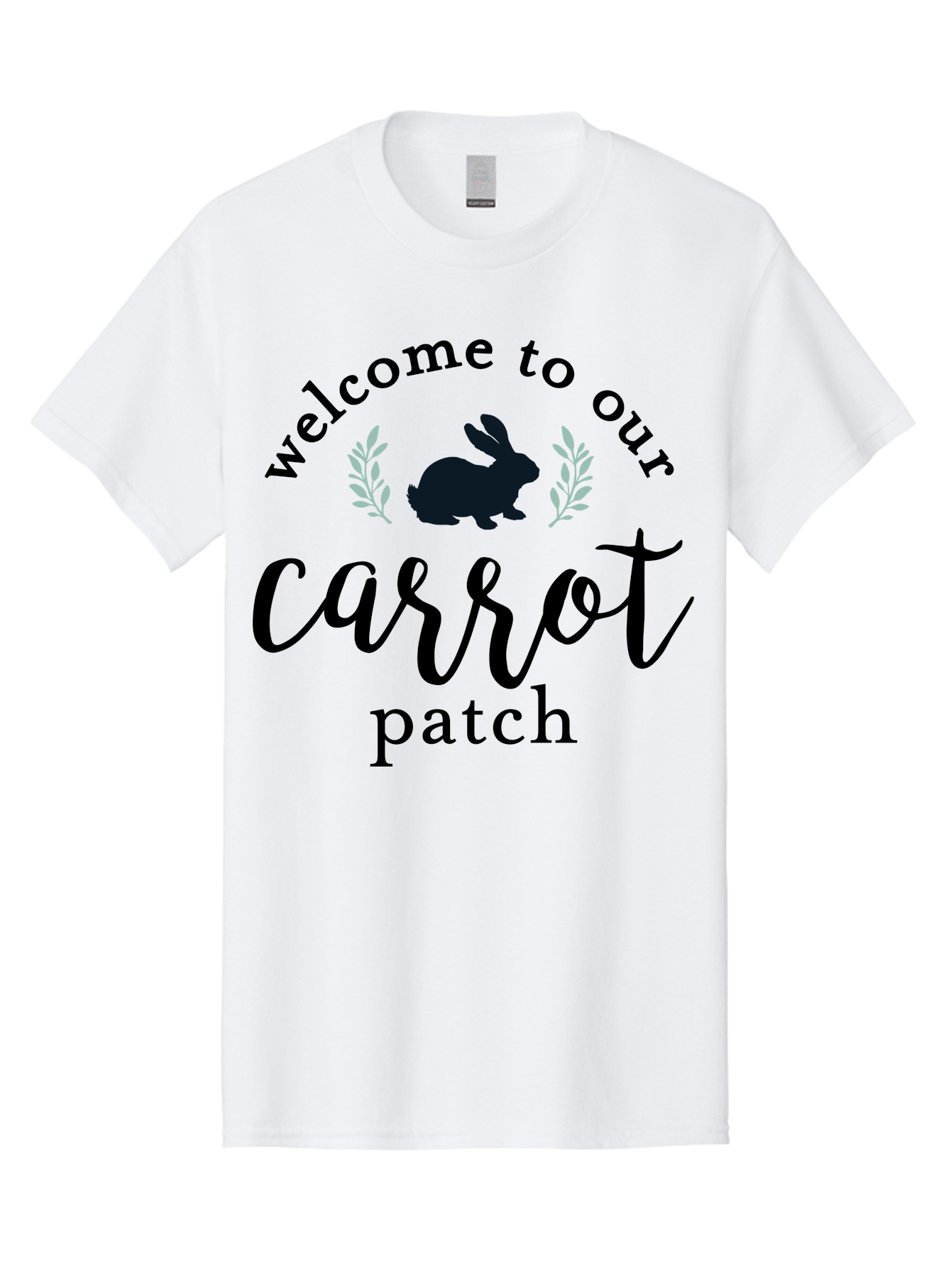 Welcome To Our Carrot Patch Men'S Graphic Tee, 100% Cotton, Comfortable Casual Summer Wear, Machine Washable, Bunny Silhouette, Welcome Sign, Carrot Patch, Leafy Greens, Spring Theme, Easter Decor, Rabbit Graphics, Garden Welcome Aae832 5