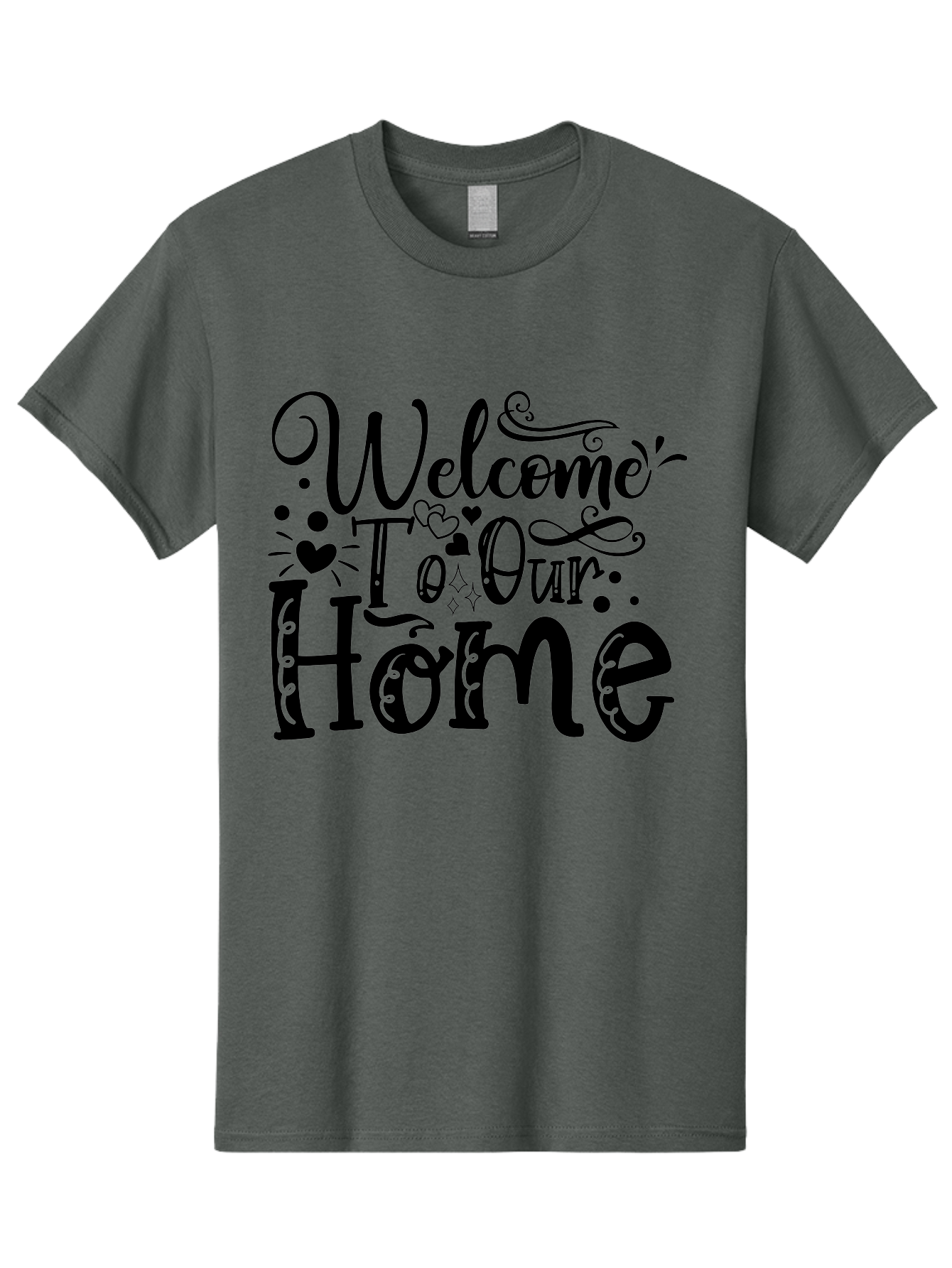 Welcome To Our Home Men'S Graphic Tee, 100% Cotton, Comfortable Casual Summer Wear, Machine Washable, Welcome Sign, Home Decor, Warm Welcome, Inviting Atmosphere, Decorative Text, Heart Designs, Home Signage, Friendly Greeting Aae833 15