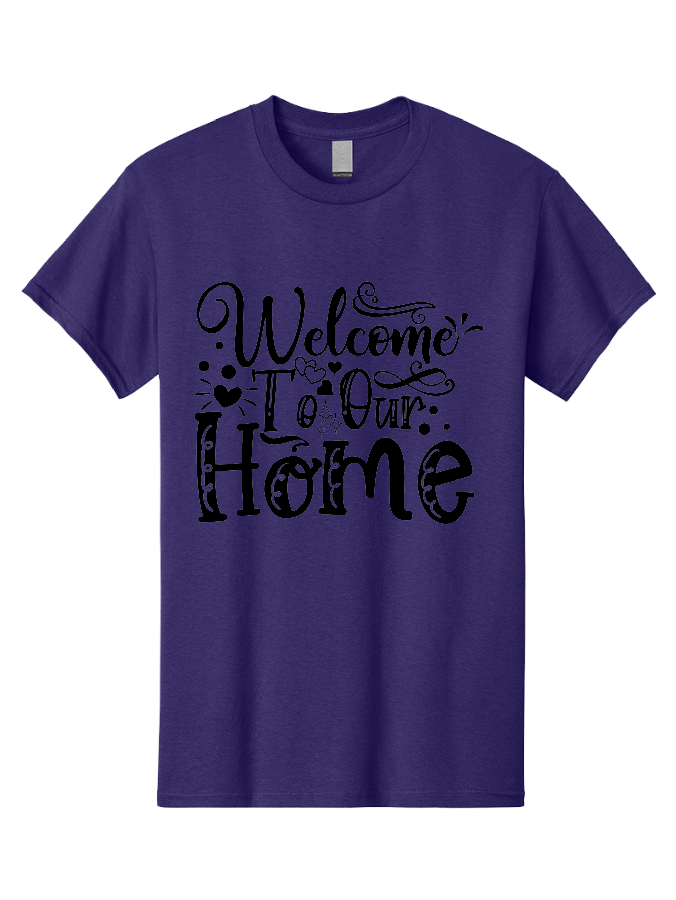 Welcome To Our Home Men'S Graphic Tee, 100% Cotton, Comfortable Casual Summer Wear, Machine Washable, Welcome Sign, Home Decor, Warm Welcome, Inviting Atmosphere, Decorative Text, Heart Designs, Home Signage, Friendly Greeting Aae833 9