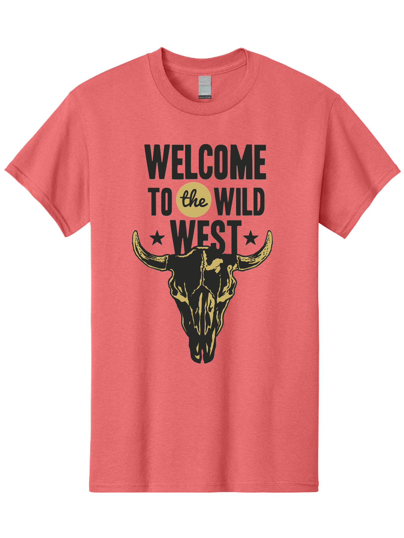 Welcome To The Wild West Men'S Graphic Tee, 100% Cotton, Comfortable Casual Summer Wear, Machine Washable, Western Cowboy Theme, Wild West, Cow Skull, Western Design, Country Style, Bold Typography, Star Symbols, Cowboy Culture, Western Art, Aae835 17