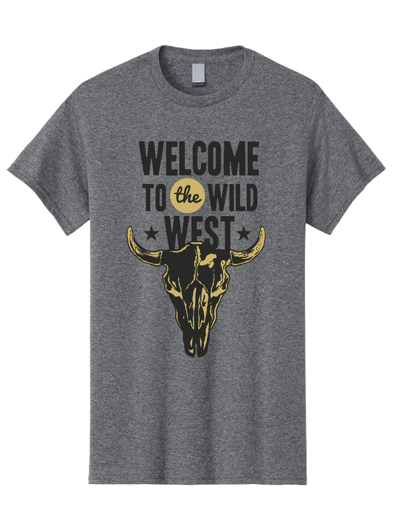 Welcome To The Wild West Men'S Graphic Tee, 100% Cotton, Comfortable Casual Summer Wear, Machine Washable, Western Cowboy Theme, Wild West, Cow Skull, Western Design, Country Style, Bold Typography, Star Symbols, Cowboy Culture, Western Art, Aae835 15