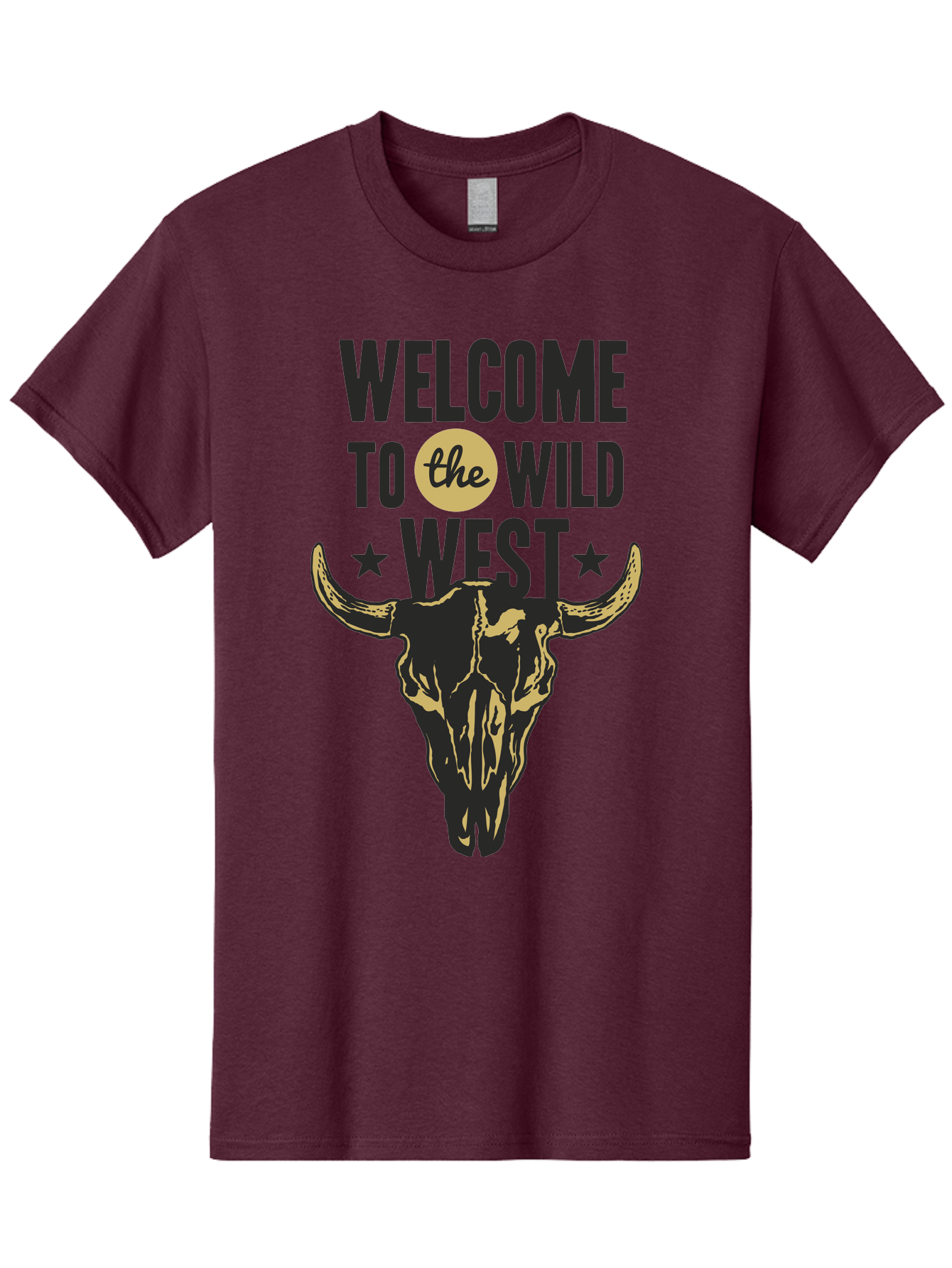 Welcome To The Wild West Men'S Graphic Tee, 100% Cotton, Comfortable Casual Summer Wear, Machine Washable, Western Cowboy Theme, Wild West, Cow Skull, Western Design, Country Style, Bold Typography, Star Symbols, Cowboy Culture, Western Art, Aae835 13