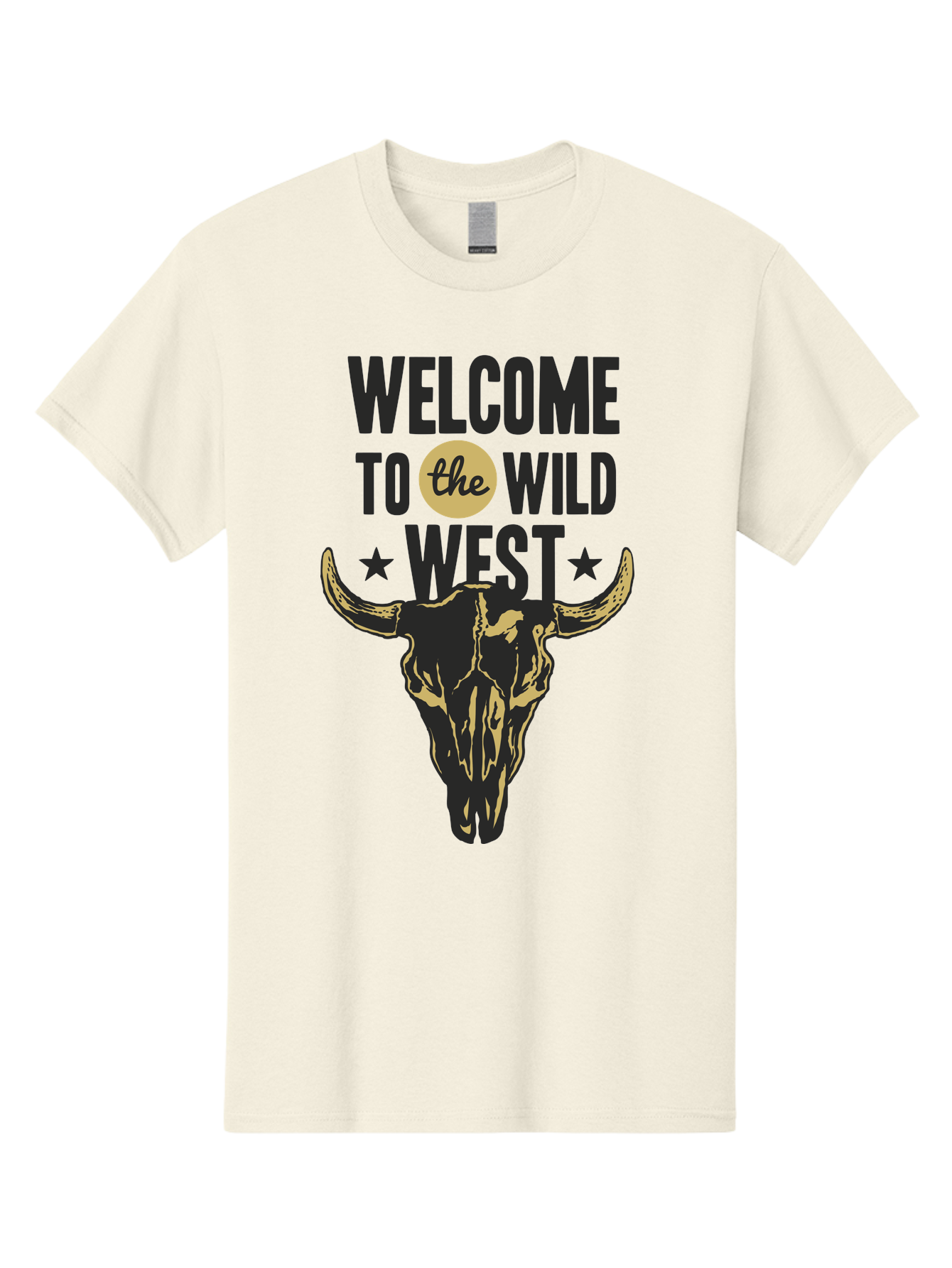 Welcome To The Wild West Men'S Graphic Tee, 100% Cotton, Comfortable Casual Summer Wear, Machine Washable, Western Cowboy Theme, Wild West, Cow Skull, Western Design, Country Style, Bold Typography, Star Symbols, Cowboy Culture, Western Art, Aae835 23