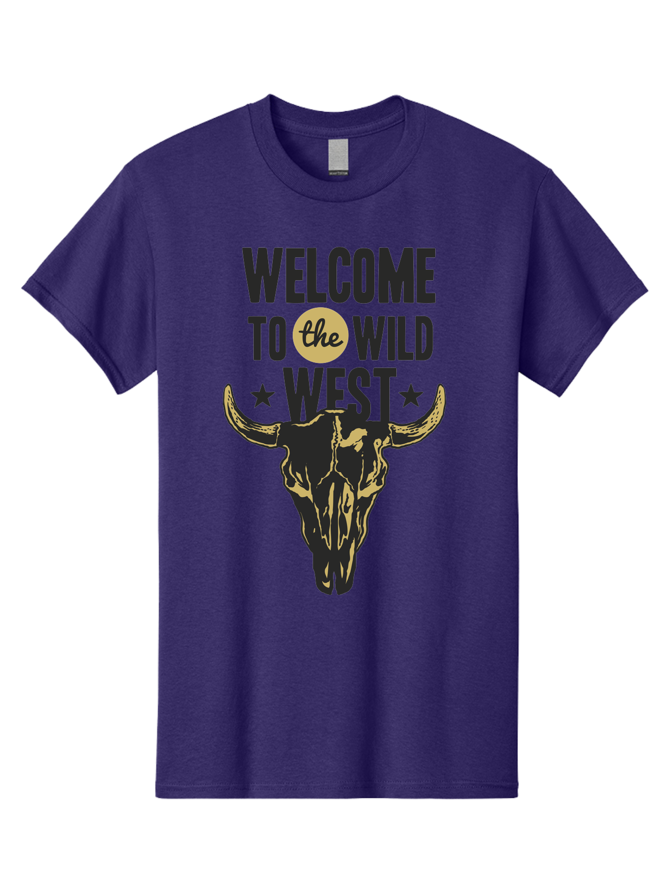 Welcome To The Wild West Men'S Graphic Tee, 100% Cotton, Comfortable Casual Summer Wear, Machine Washable, Western Cowboy Theme, Wild West, Cow Skull, Western Design, Country Style, Bold Typography, Star Symbols, Cowboy Culture, Western Art, Aae835 27