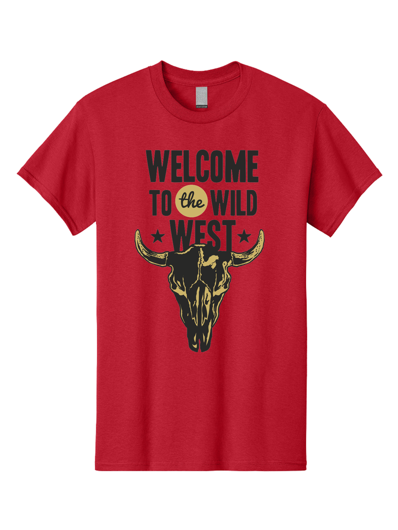 Welcome To The Wild West Men'S Graphic Tee, 100% Cotton, Comfortable Casual Summer Wear, Machine Washable, Western Cowboy Theme, Wild West, Cow Skull, Western Design, Country Style, Bold Typography, Star Symbols, Cowboy Culture, Western Art, Aae835 21