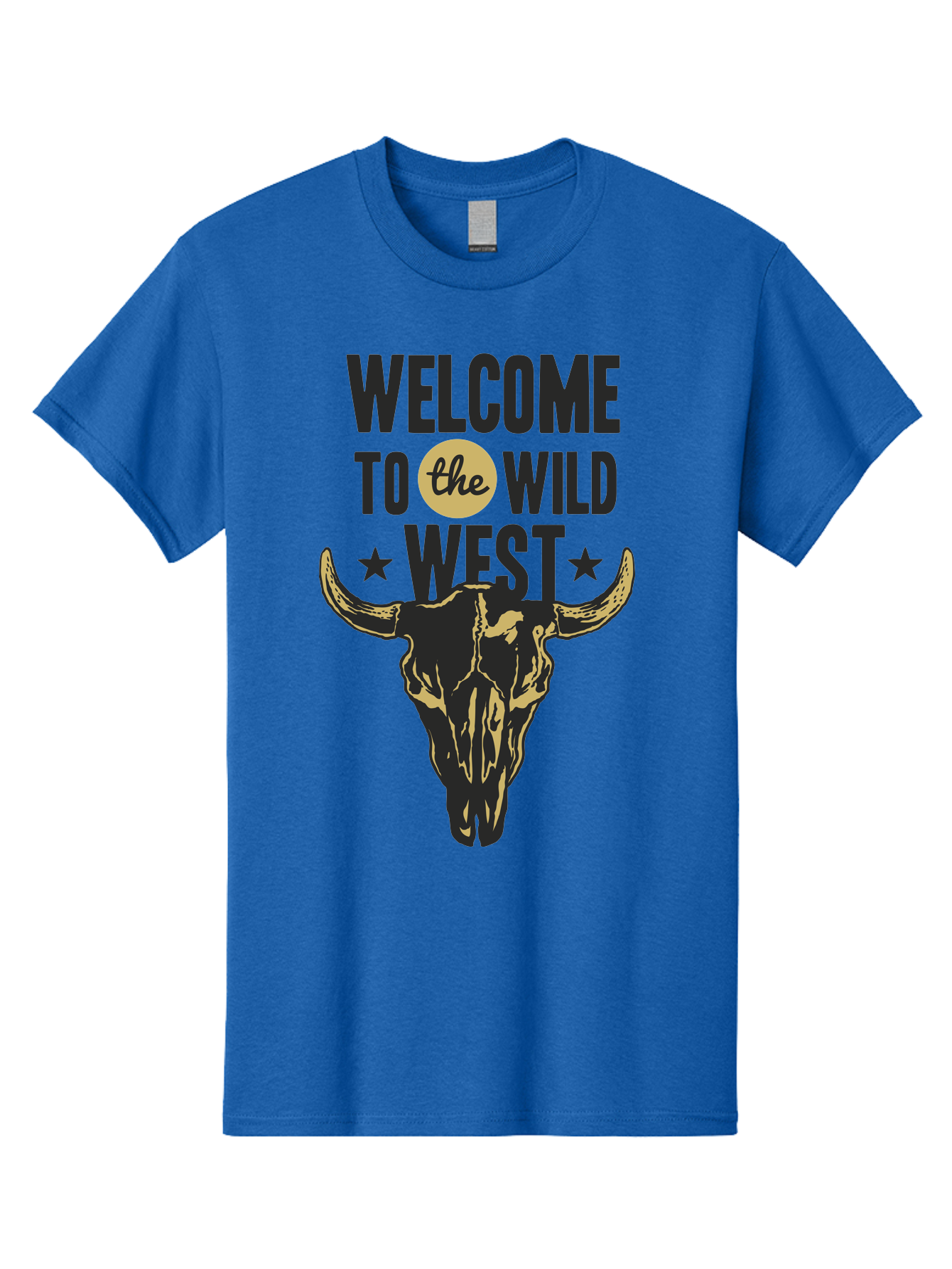 Welcome To The Wild West Men'S Graphic Tee, 100% Cotton, Comfortable Casual Summer Wear, Machine Washable, Western Cowboy Theme, Wild West, Cow Skull, Western Design, Country Style, Bold Typography, Star Symbols, Cowboy Culture, Western Art, Aae835 25