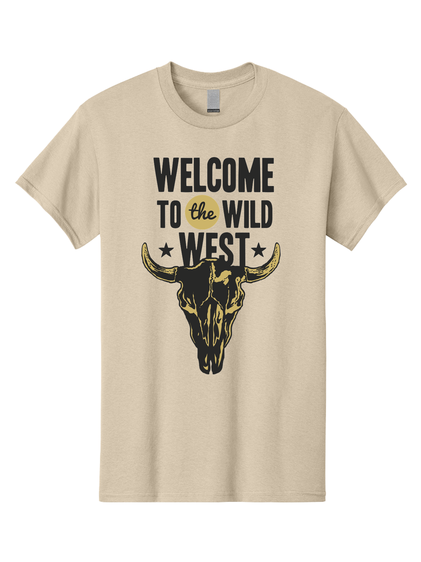 Welcome To The Wild West Men'S Graphic Tee, 100% Cotton, Comfortable Casual Summer Wear, Machine Washable, Western Cowboy Theme, Wild West, Cow Skull, Western Design, Country Style, Bold Typography, Star Symbols, Cowboy Culture, Western Art, Aae835 19