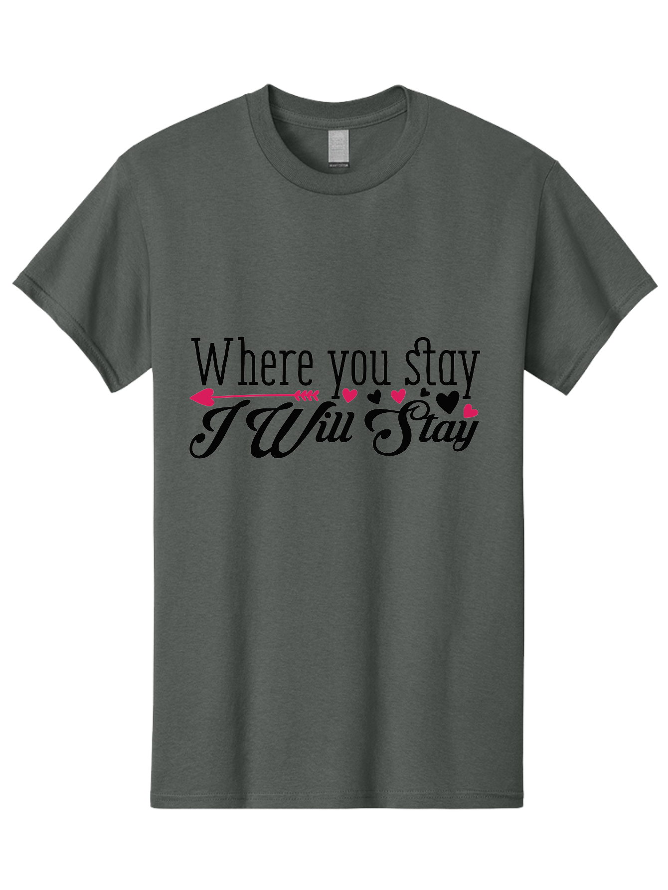 Where You Stay I Will Stay Men'S Graphic Tee, 100% Cotton, Comfortable Casual Summer Wear, Machine Washable, Love Quote, Relationship Goals, Heartwarming Phrase, Sweet Sentiment, Couple'S Quote, Arrow And Hearts, Valentines Day Gift, Aae838 19