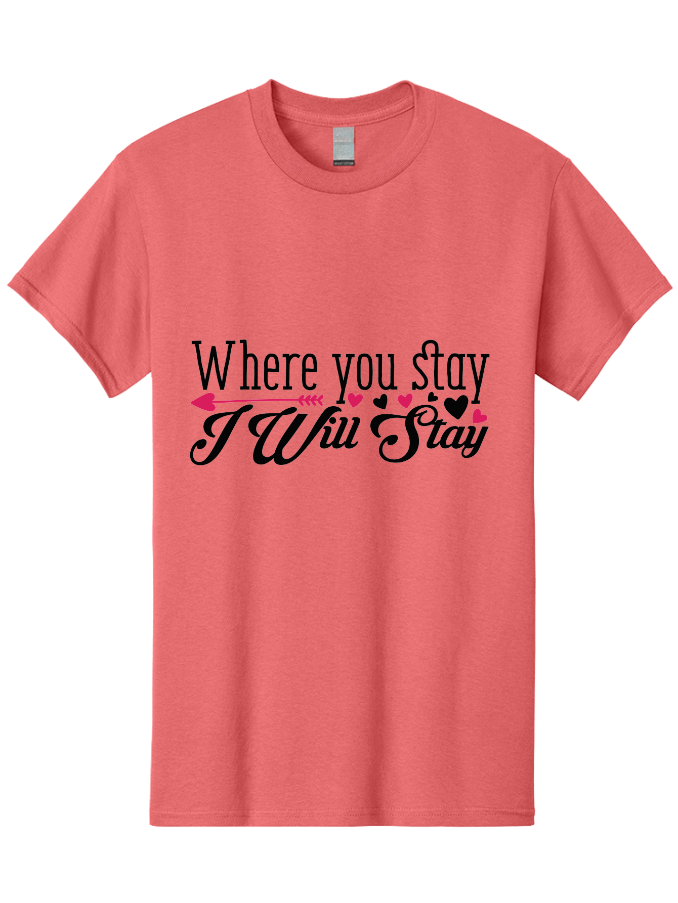 Where You Stay I Will Stay Men'S Graphic Tee, 100% Cotton, Comfortable Casual Summer Wear, Machine Washable, Love Quote, Relationship Goals, Heartwarming Phrase, Sweet Sentiment, Couple'S Quote, Arrow And Hearts, Valentines Day Gift, Aae838 23