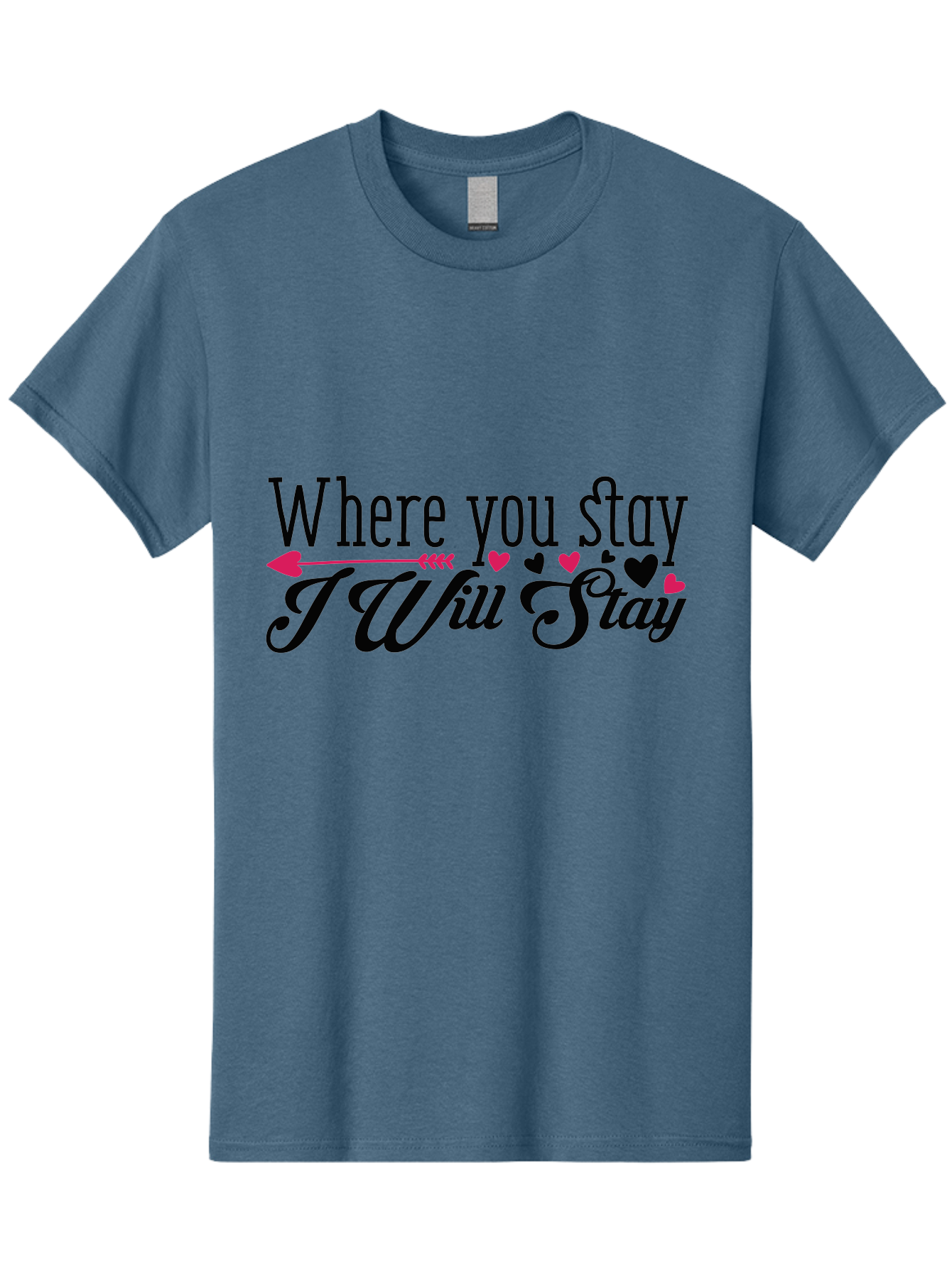 Where You Stay I Will Stay Men'S Graphic Tee, 100% Cotton, Comfortable Casual Summer Wear, Machine Washable, Love Quote, Relationship Goals, Heartwarming Phrase, Sweet Sentiment, Couple'S Quote, Arrow And Hearts, Valentines Day Gift, Aae838 21