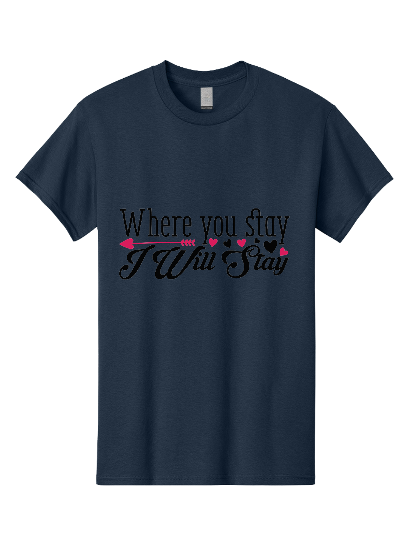 Where You Stay I Will Stay Men'S Graphic Tee, 100% Cotton, Comfortable Casual Summer Wear, Machine Washable, Love Quote, Relationship Goals, Heartwarming Phrase, Sweet Sentiment, Couple'S Quote, Arrow And Hearts, Valentines Day Gift, Aae838 5