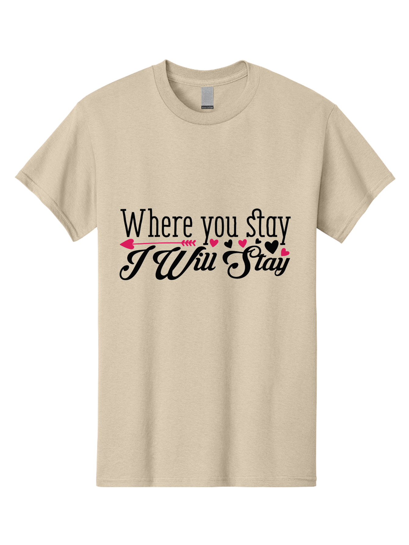 Where You Stay I Will Stay Men'S Graphic Tee, 100% Cotton, Comfortable Casual Summer Wear, Machine Washable, Love Quote, Relationship Goals, Heartwarming Phrase, Sweet Sentiment, Couple'S Quote, Arrow And Hearts, Valentines Day Gift, Aae838 15