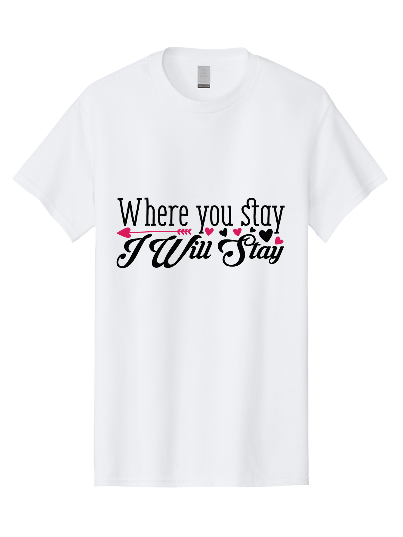 Where You Stay I Will Stay Men'S Graphic Tee, 100% Cotton, Comfortable Casual Summer Wear, Machine Washable, Love Quote, Relationship Goals, Heartwarming Phrase, Sweet Sentiment, Couple'S Quote, Arrow And Hearts, Valentines Day Gift, Aae838 27