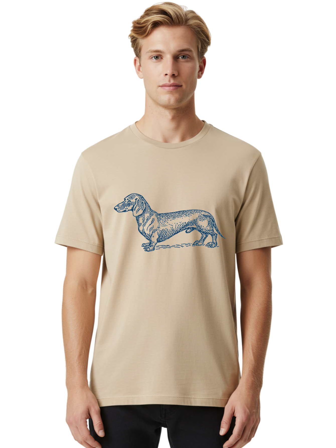 Wiener Dog Men'S Graphic Tee, 100% Cotton, Comfortable Casual Summer Wear, Machine Washable, Dachshund Dog, Dog Illustration, Dog Art, Canine Portrait, Detailed Drawing, Line Art Dog, Pet Illustration Aae839 10