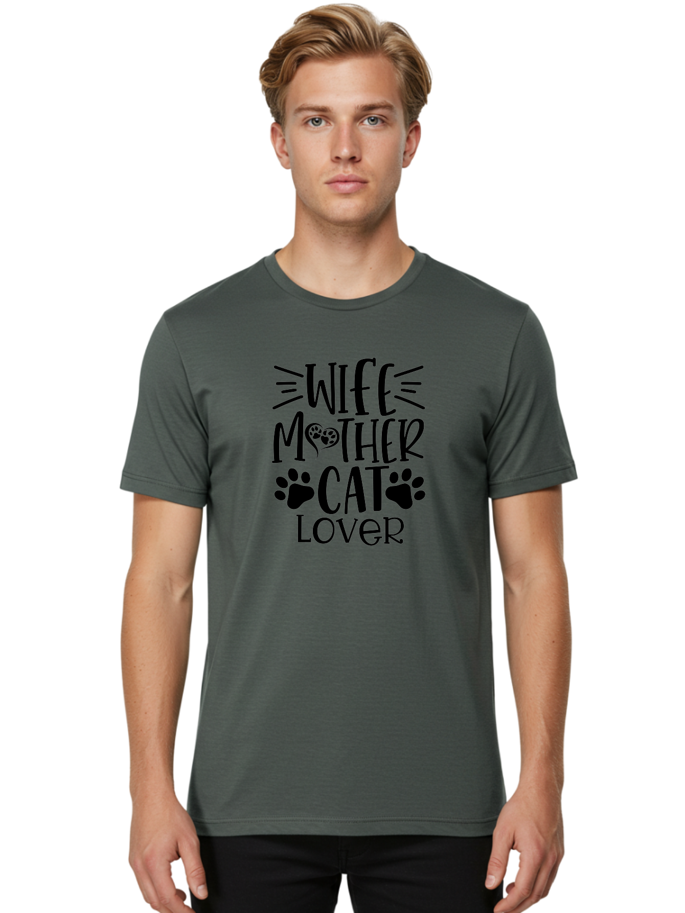 Wife Mother Cat Lover Men'S Graphic Tee, 100% Cotton, Comfortable Casual Summer Wear, Machine Washable, Cat Mom Quote, Cat Lady Quote, Cat Lover Gift, Cat Mother, Wife Mother, Cat Mom Decal, Cat Mom T-Shirt, Cat Mom Graphic, Aae841 12