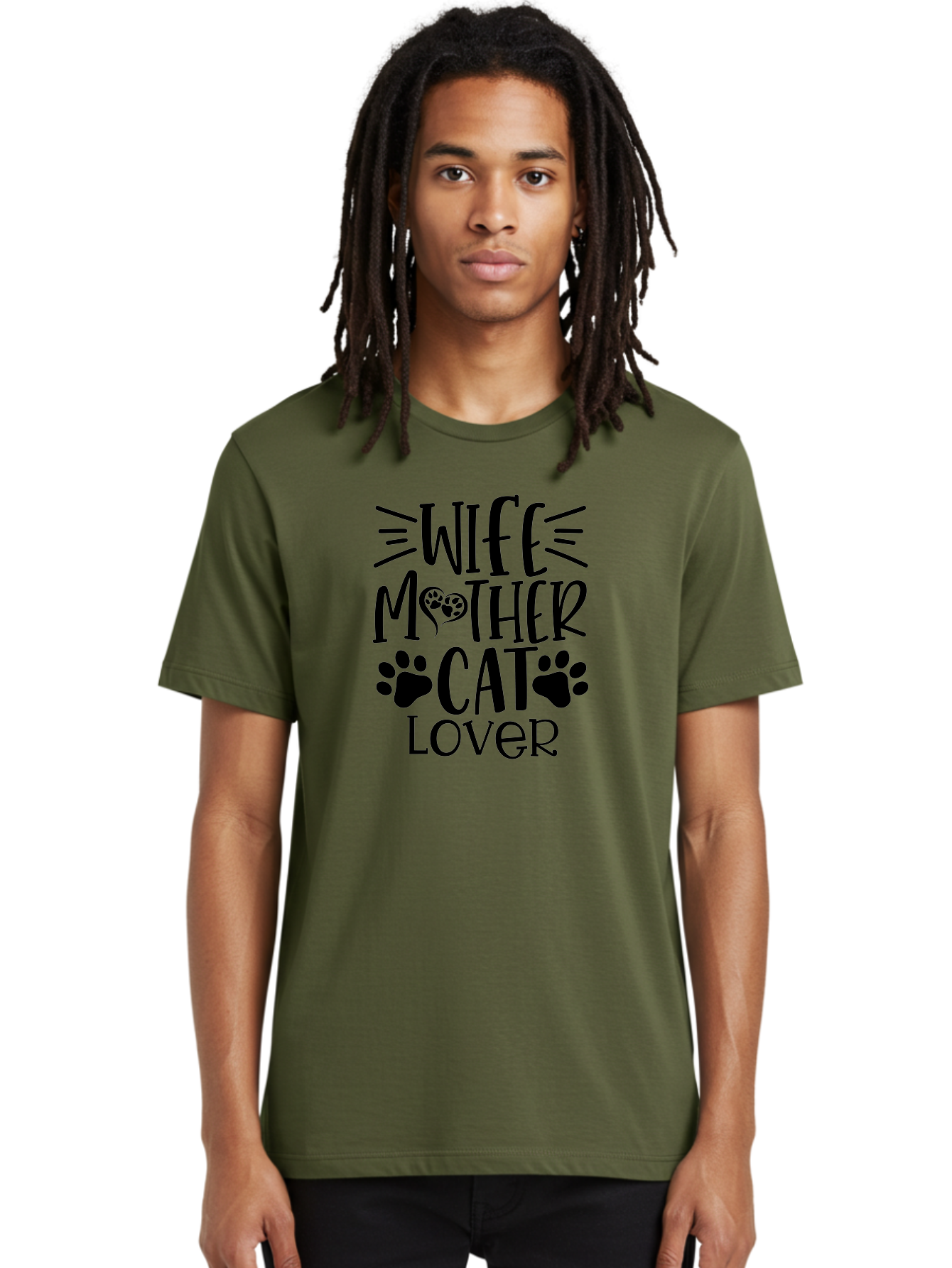 Wife Mother Cat Lover Men'S Graphic Tee, 100% Cotton, Comfortable Casual Summer Wear, Machine Washable, Cat Mom Quote, Cat Lady Quote, Cat Lover Gift, Cat Mother, Wife Mother, Cat Mom Decal, Cat Mom T-Shirt, Cat Mom Graphic, Aae841 4