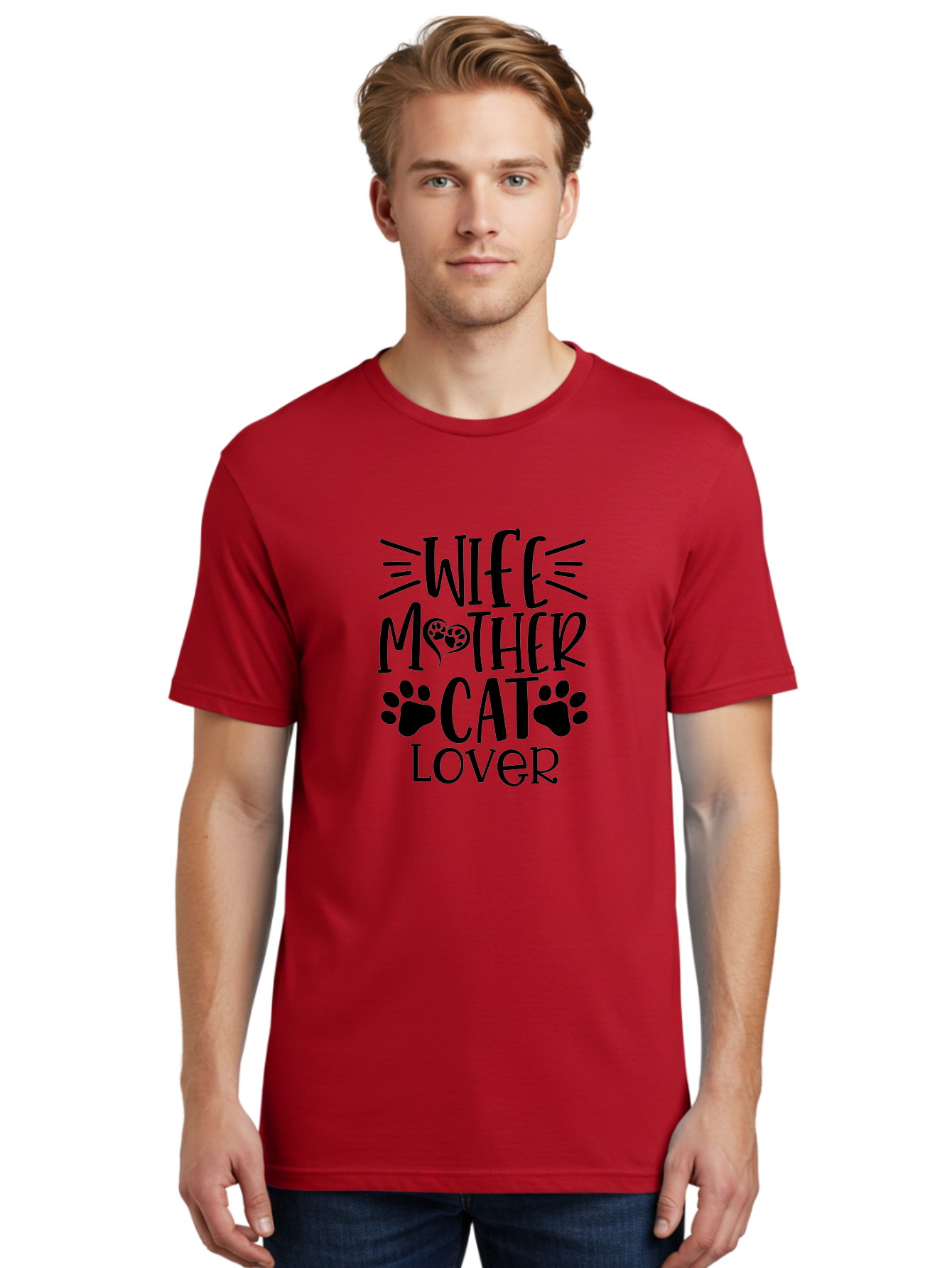 Wife Mother Cat Lover Men'S Graphic Tee, 100% Cotton, Comfortable Casual Summer Wear, Machine Washable, Cat Mom Quote, Cat Lady Quote, Cat Lover Gift, Cat Mother, Wife Mother, Cat Mom Decal, Cat Mom T-Shirt, Cat Mom Graphic, Aae841 8