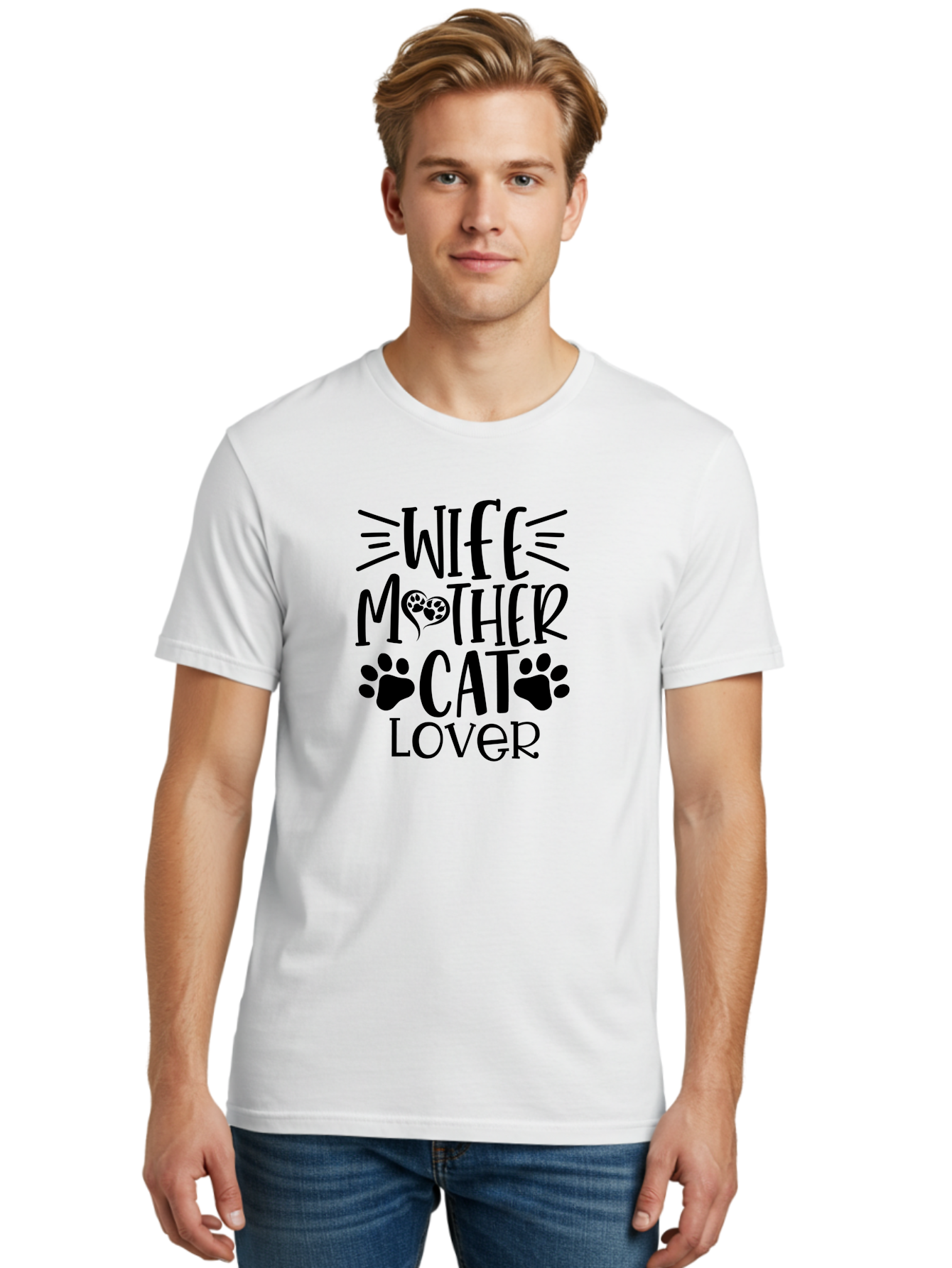 Wife Mother Cat Lover Men'S Graphic Tee, 100% Cotton, Comfortable Casual Summer Wear, Machine Washable, Cat Mom Quote, Cat Lady Quote, Cat Lover Gift, Cat Mother, Wife Mother, Cat Mom Decal, Cat Mom T-Shirt, Cat Mom Graphic, Aae841 16