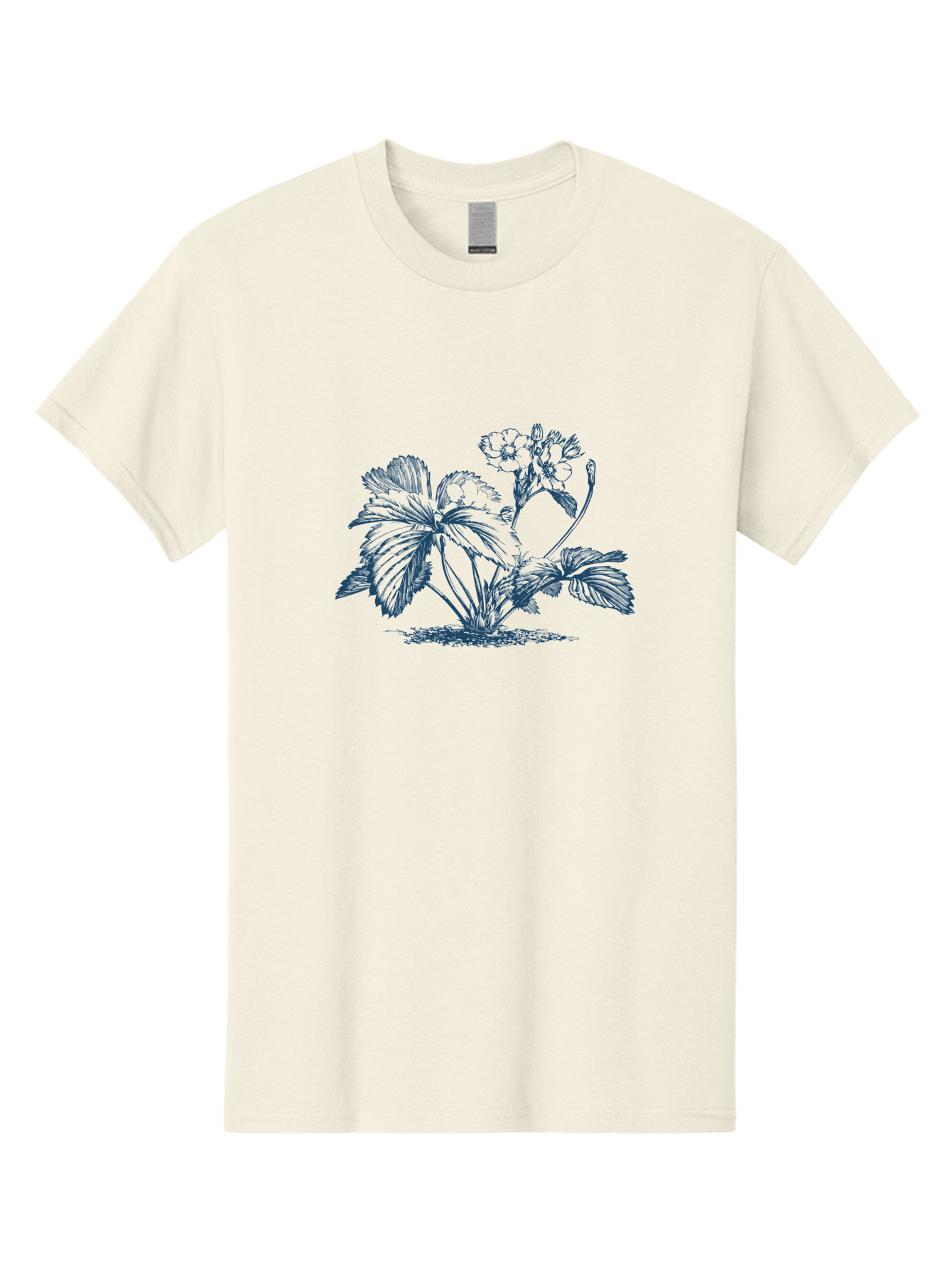 Wild Bloom Garden Men'S Graphic Tee, 100% Cotton, Comfortable Casual Summer Wear, Machine Washable, Geranium Plant, Floral Illustration, Botanical Art, Blue Ink Drawing, Delicate Flowers, Lush Foliage, Vintage Style, Gardening Inspiration, Aae842 5