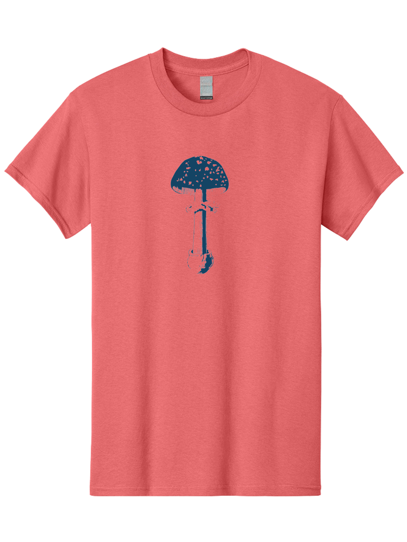 Wild Forest Mushroom Men'S Graphic Tee, 100% Cotton, Comfortable Casual Summer Wear, Machine Washable, Blue Mushroom Illustration, Fungal Art, Psychedelic Design, Mushroom Cap, Stem And Base, Abstract Art, Modern Graphic Aae843 13