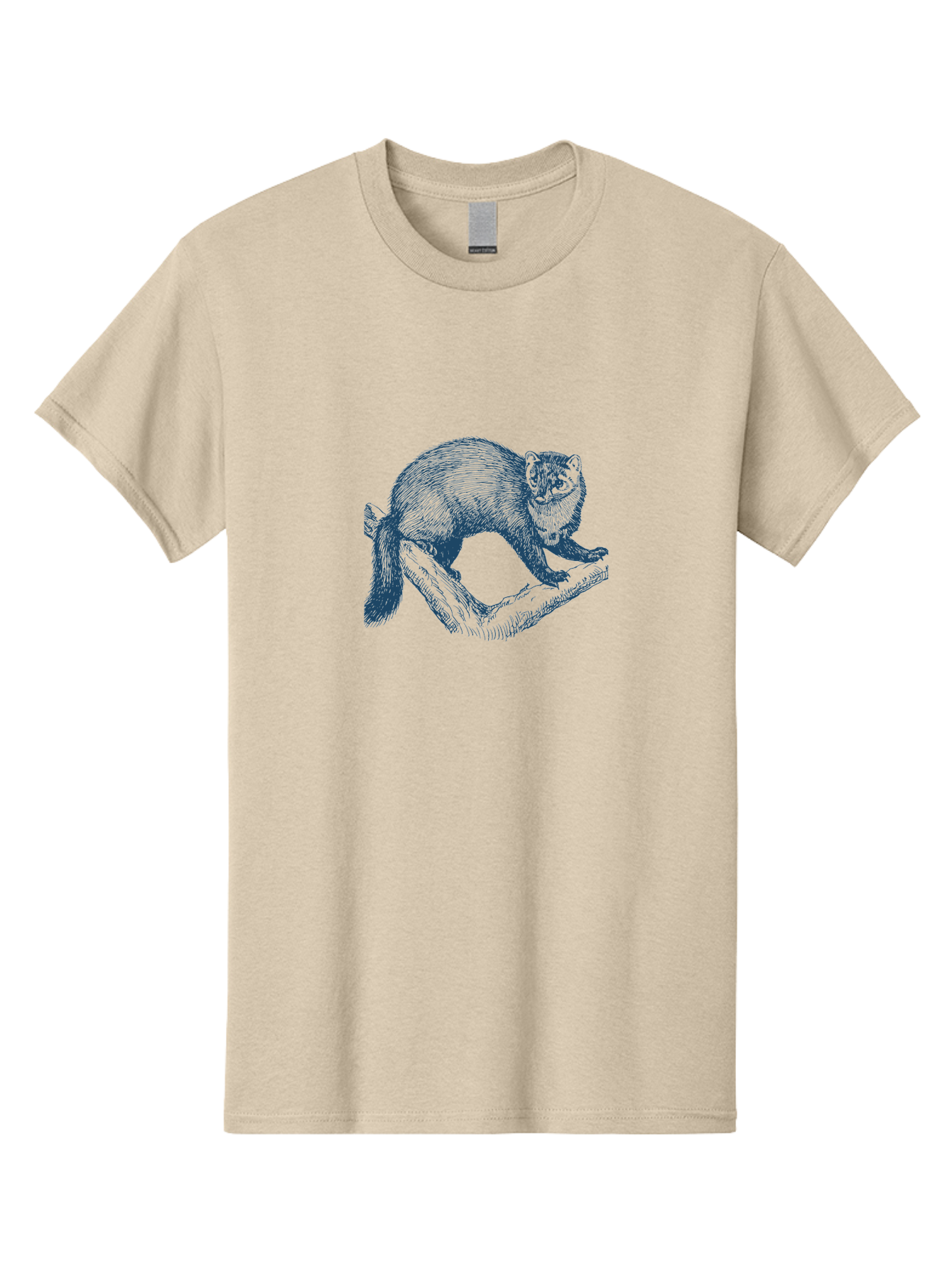 Wild Marten Men'S Graphic Tee, 100% Cotton, Comfortable Casual Summer Wear, Machine Washable, Fisher On Log, Wildlife Illustration, Forest Animal, Nature Graphic, Wild Mammal, Detailed Artwork, Artistic Rendering, Tree Branch Aae845 27