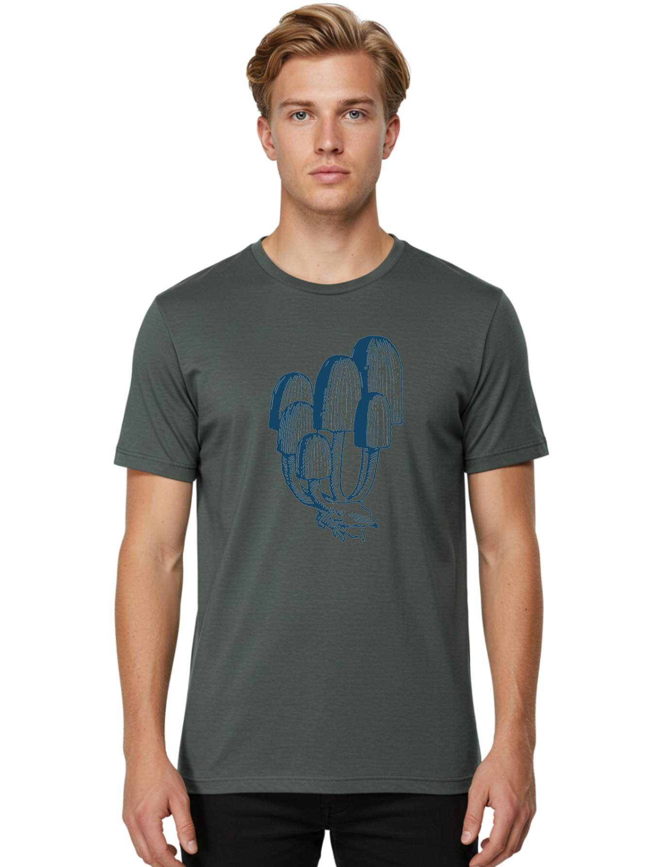 Wild Mushroom Bunch Men'S Graphic Tee, 100% Cotton, Comfortable Casual Summer Wear, Machine Washable, Clustered Mushrooms, Fungi Illustration, Botanical Art, Wild Mushrooms, Forest Fungi, Detailed Drawing, Nature-Inspired Design Aae846 12