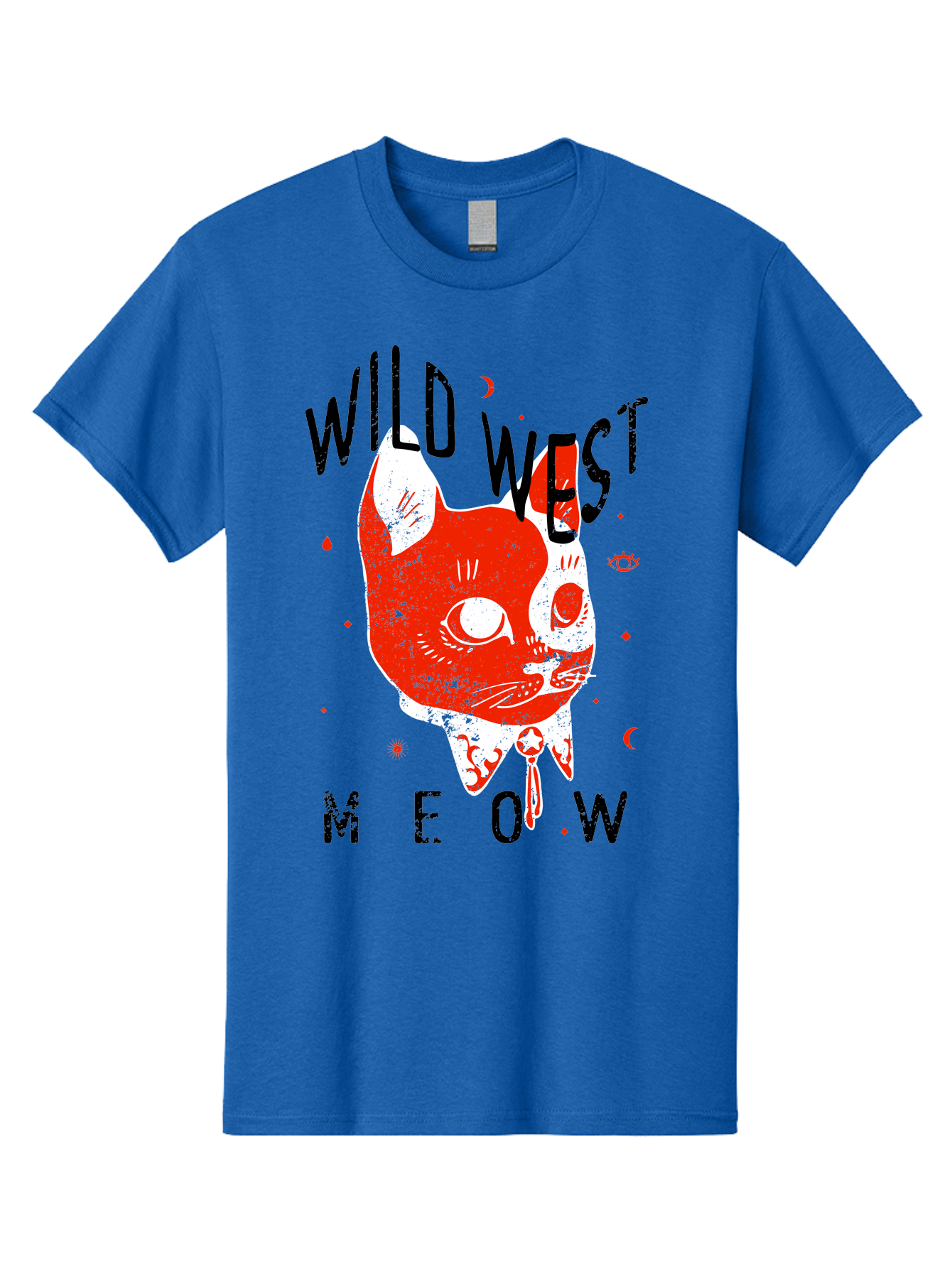 Wild West Cat Men'S Graphic Tee, 100% Cotton, Comfortable Casual Summer Wear, Machine Washable, Wild Cat, Whimsical Design, Western Theme, Playful Illustration, Feline Character, Abstract Art, Bold Typography, Creative Graphics, Quirky Style, Aae847 13
