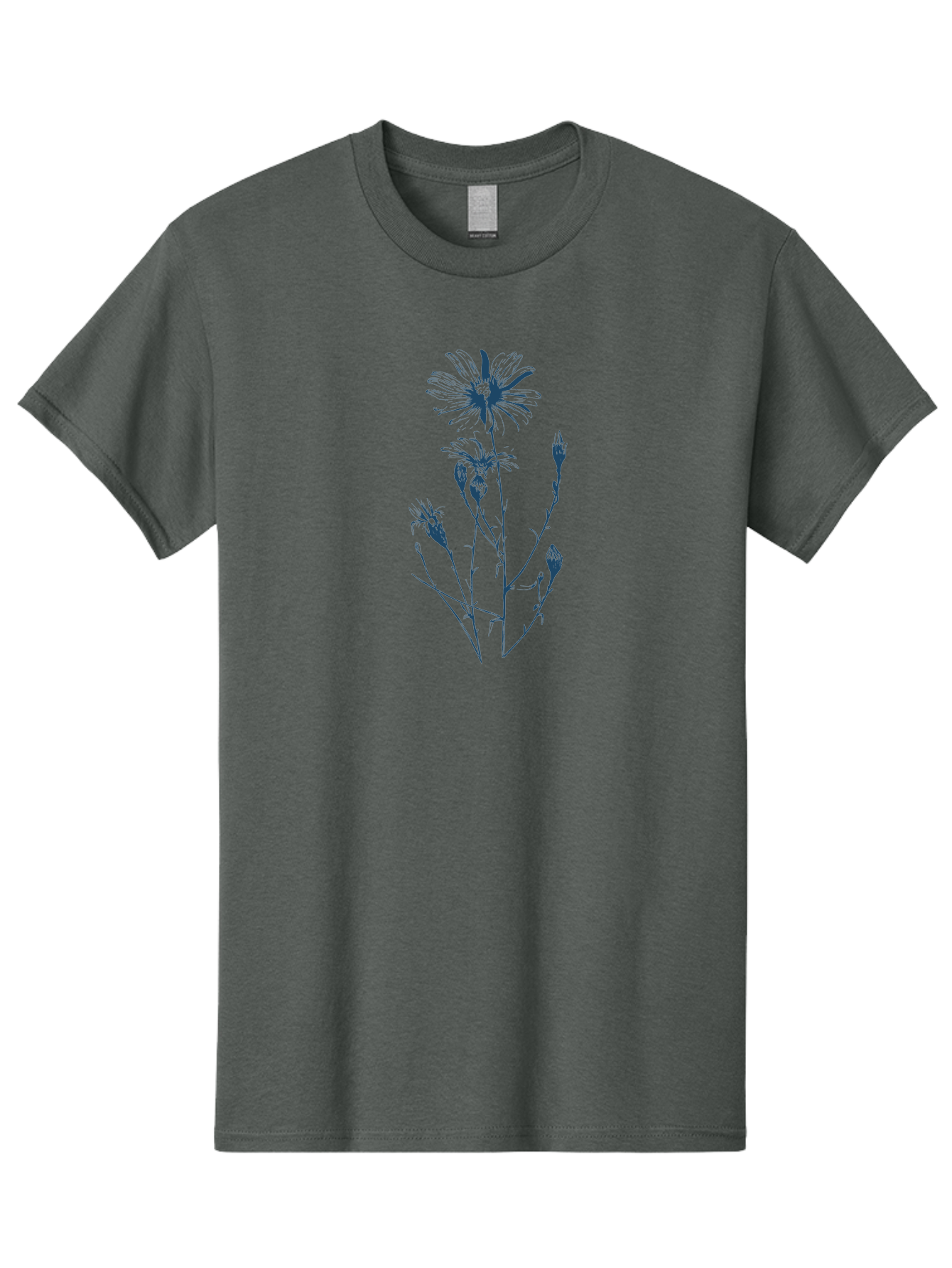 Wild-Flower Men'S Graphic Tee, 100% Cotton, Comfortable Casual Summer Wear, Machine Washable, Hand-Drawn Flower, Minimalist Design, Blue Flower, Simple Art, Botanical Illustration, Natural Elements, Flower Sketch Aae848 29