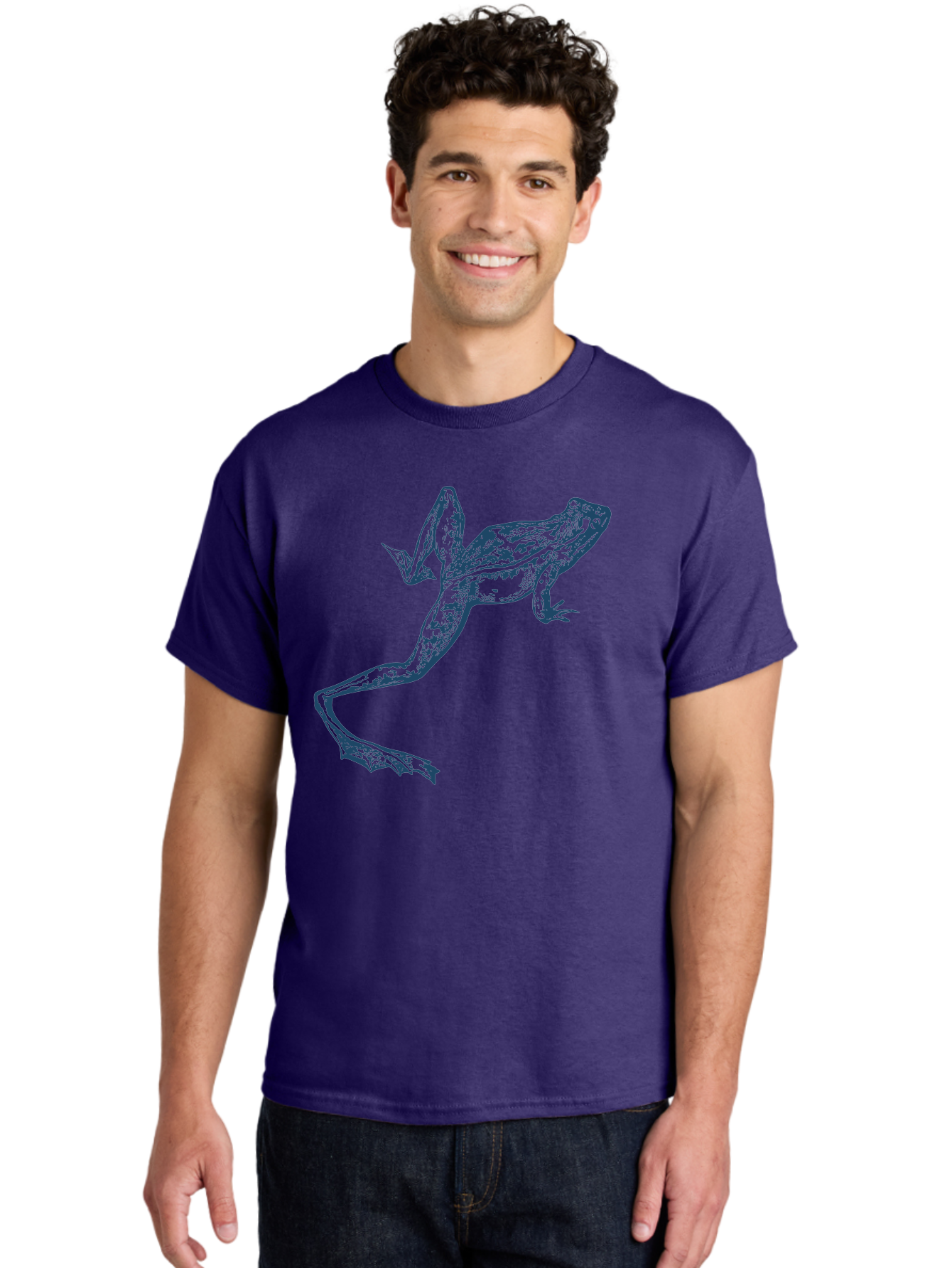 Wildjump Frog 2 Men'S Graphic Tee, 100% Cotton, Comfortable Casual Summer Wear, Machine Washable, Leaping Frog, Dynamic Pose, Intricate Details, Amphibian Art, Wildlife Illustration, Creative Graphics, Jumping Frog, Artistic Design, Aae850 22