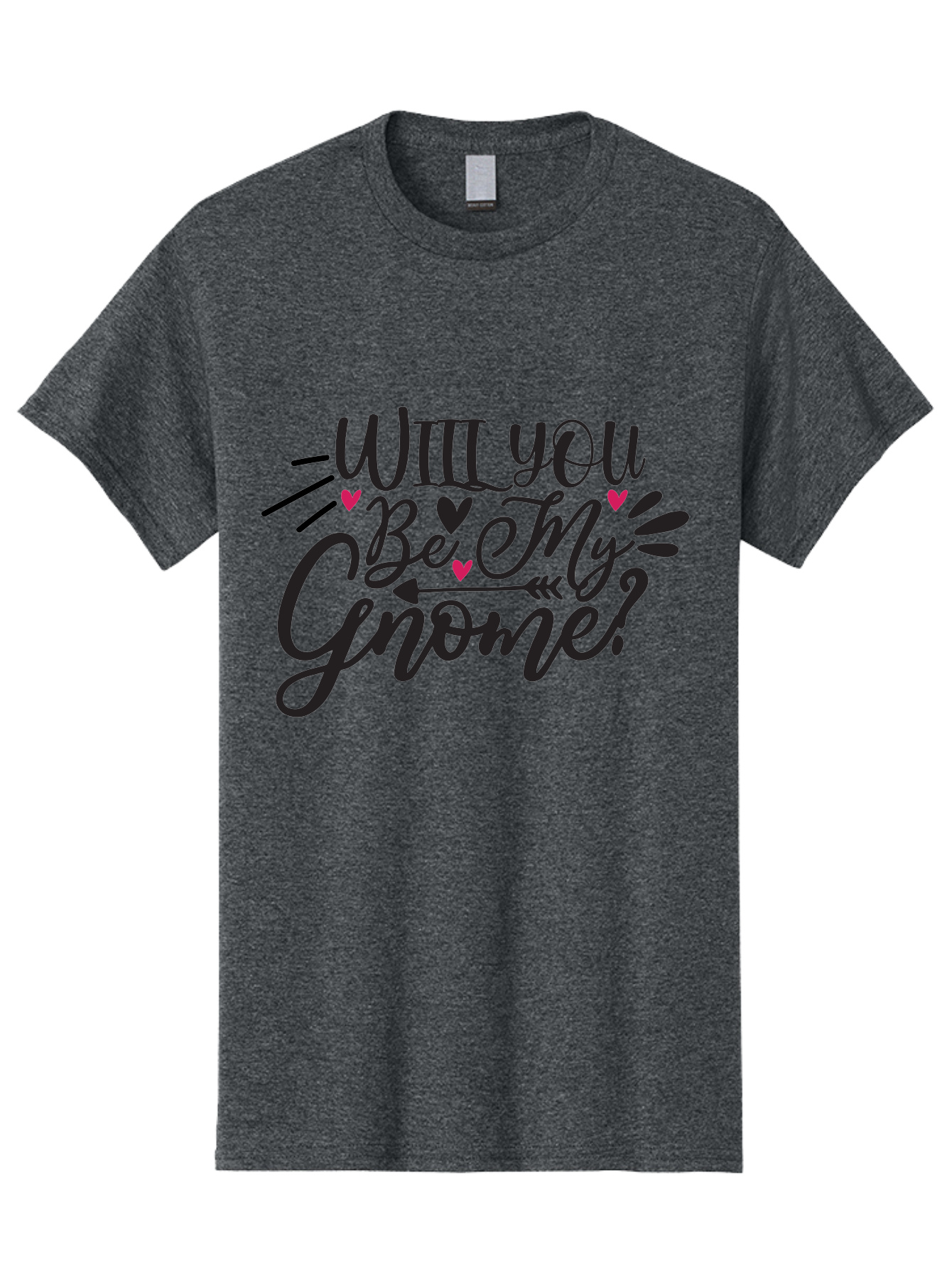 Will You Be My Gnome Men'S Graphic Tee, 100% Cotton, Comfortable Casual Summer Wear, Machine Washable, Romantic Quote, Gnome Love, Valentine'S Day, Cute Phrase, Sweet Message, Handmade Feel, Whimsical Typography, Playful Hearts, Aae851 9