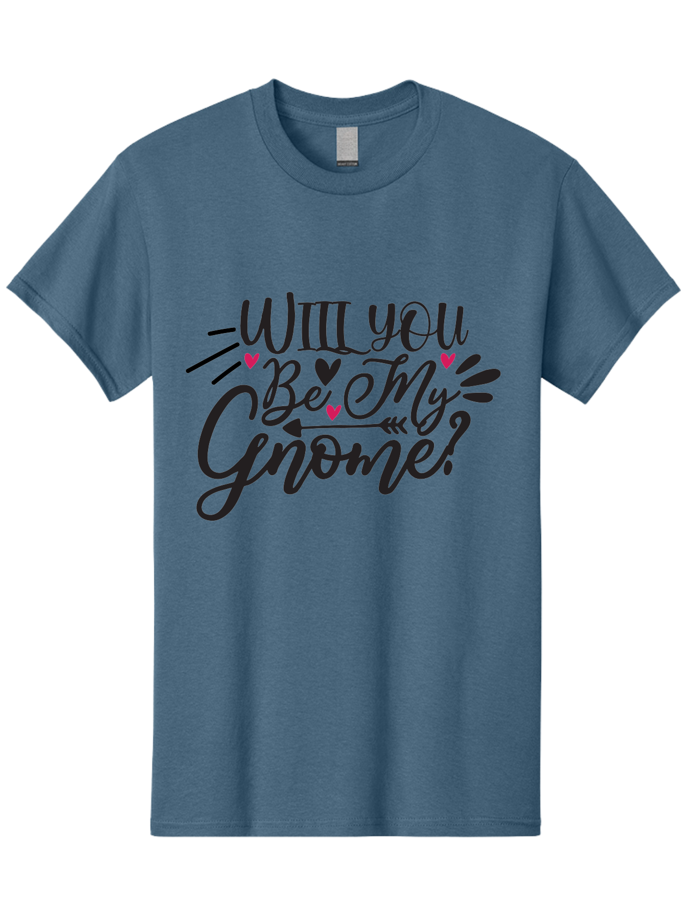 Will You Be My Gnome Men'S Graphic Tee, 100% Cotton, Comfortable Casual Summer Wear, Machine Washable, Romantic Quote, Gnome Love, Valentine'S Day, Cute Phrase, Sweet Message, Handmade Feel, Whimsical Typography, Playful Hearts, Aae851 7