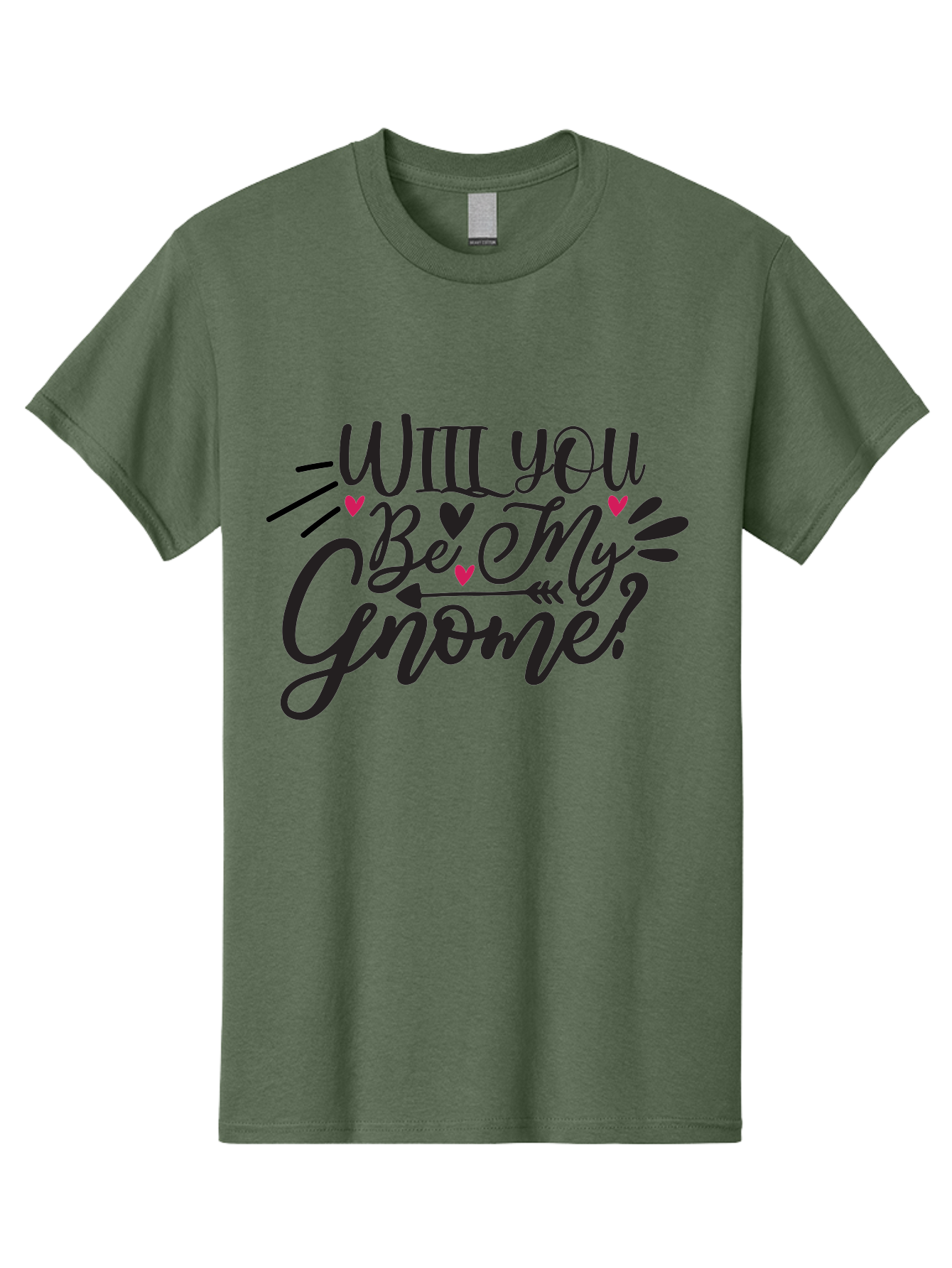 Will You Be My Gnome Men'S Graphic Tee, 100% Cotton, Comfortable Casual Summer Wear, Machine Washable, Romantic Quote, Gnome Love, Valentine'S Day, Cute Phrase, Sweet Message, Handmade Feel, Whimsical Typography, Playful Hearts, Aae851 29